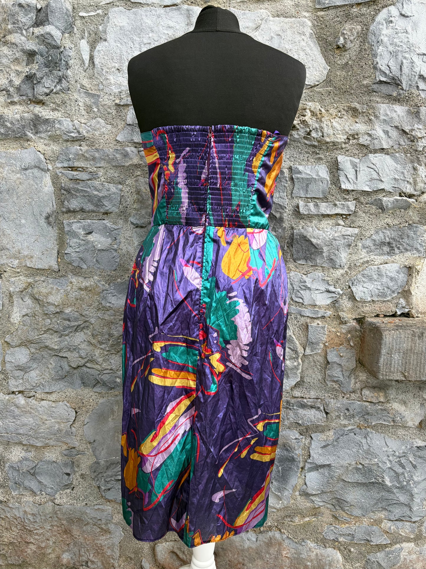 80s abstract purple dress&bolero uk 8-10
