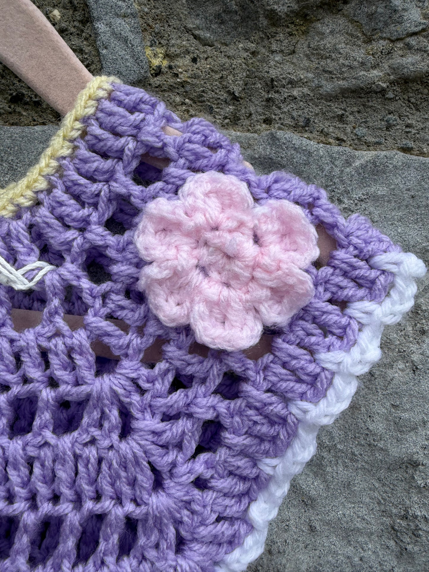 Purple crochet flower dress  6m (68cm)