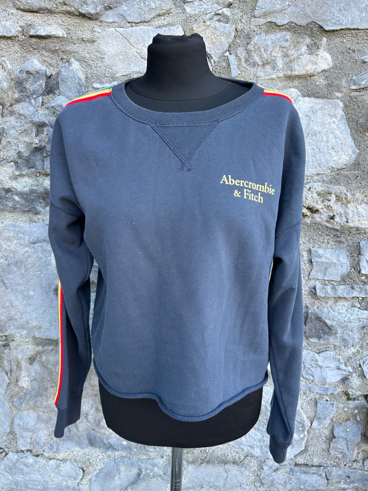 Navy sweatshirt with rainbow stripes uk 10-12