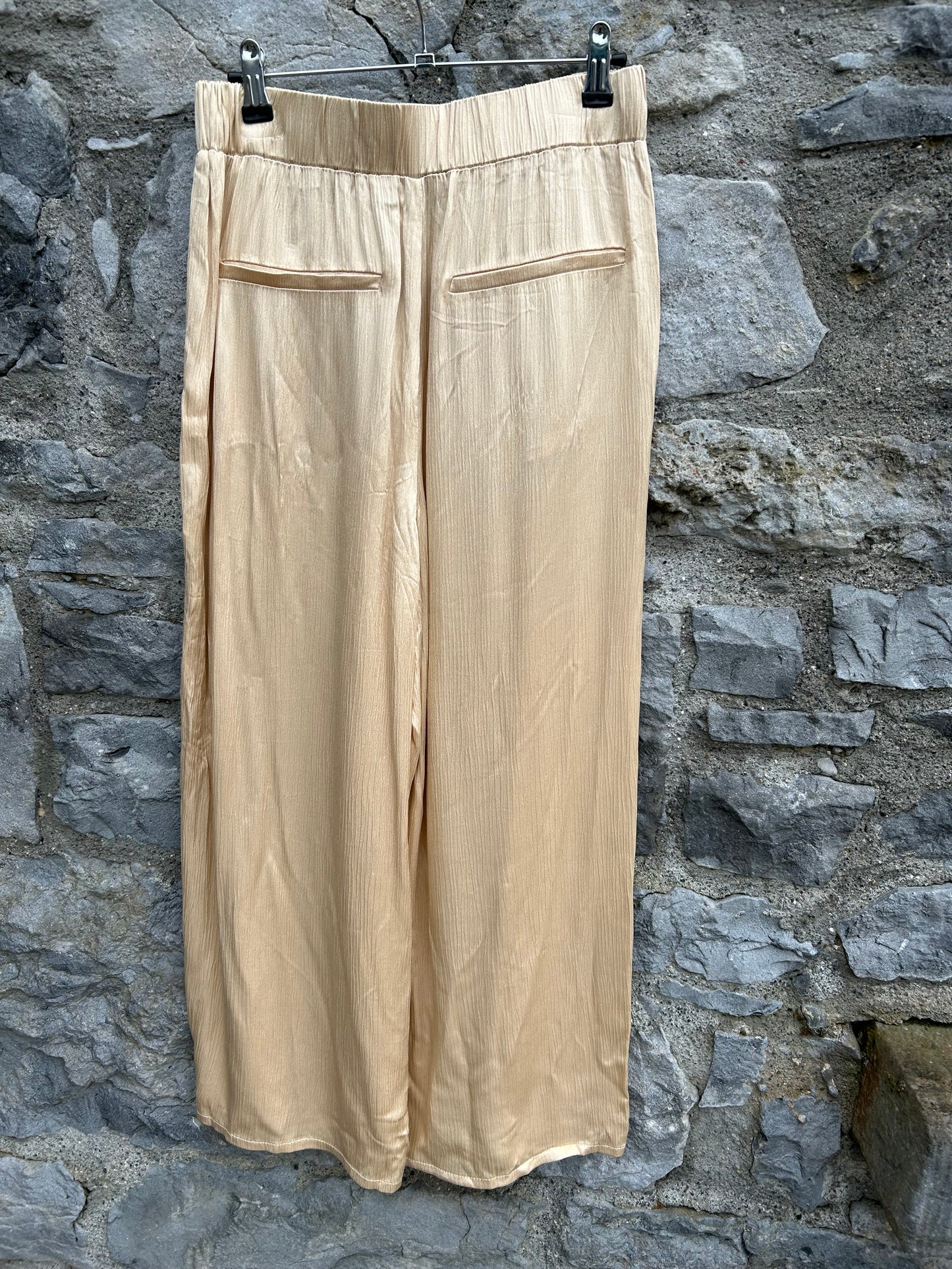 Gold palazzo cropped pants uk 10-12