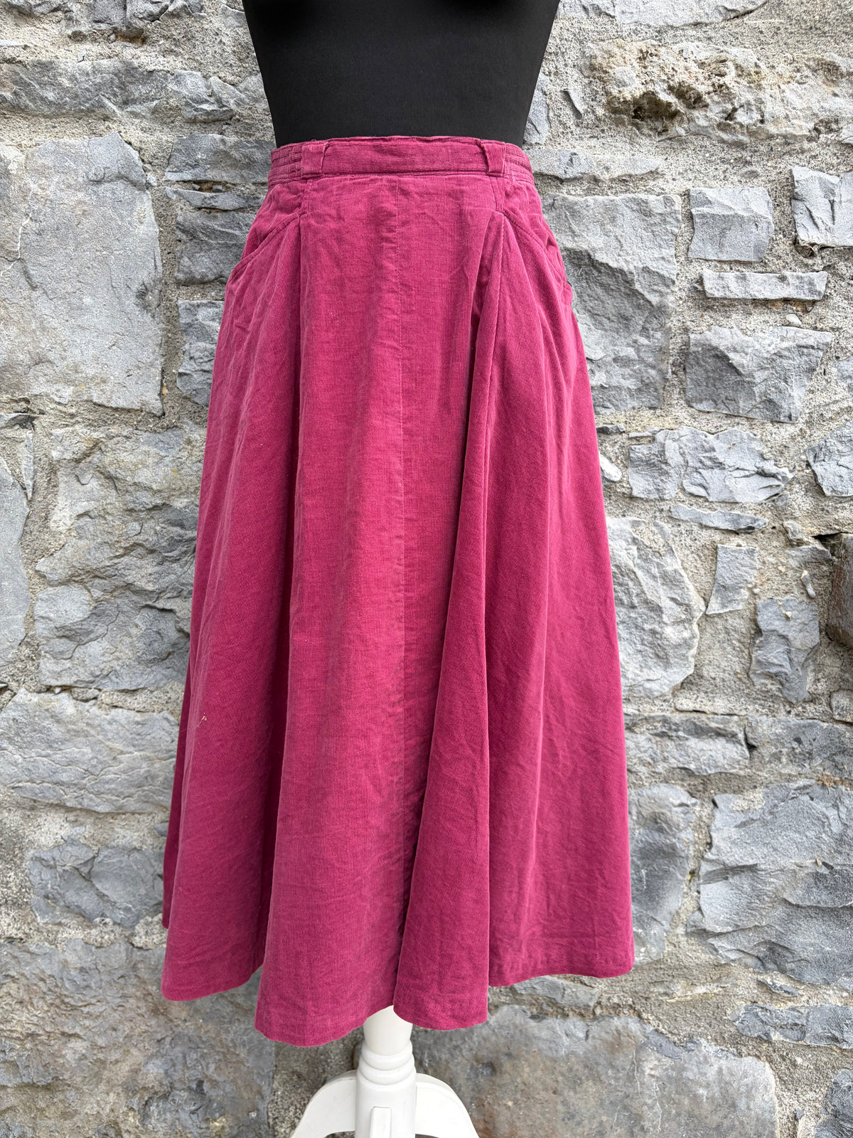 80s burgundy cord skirt uk 6
