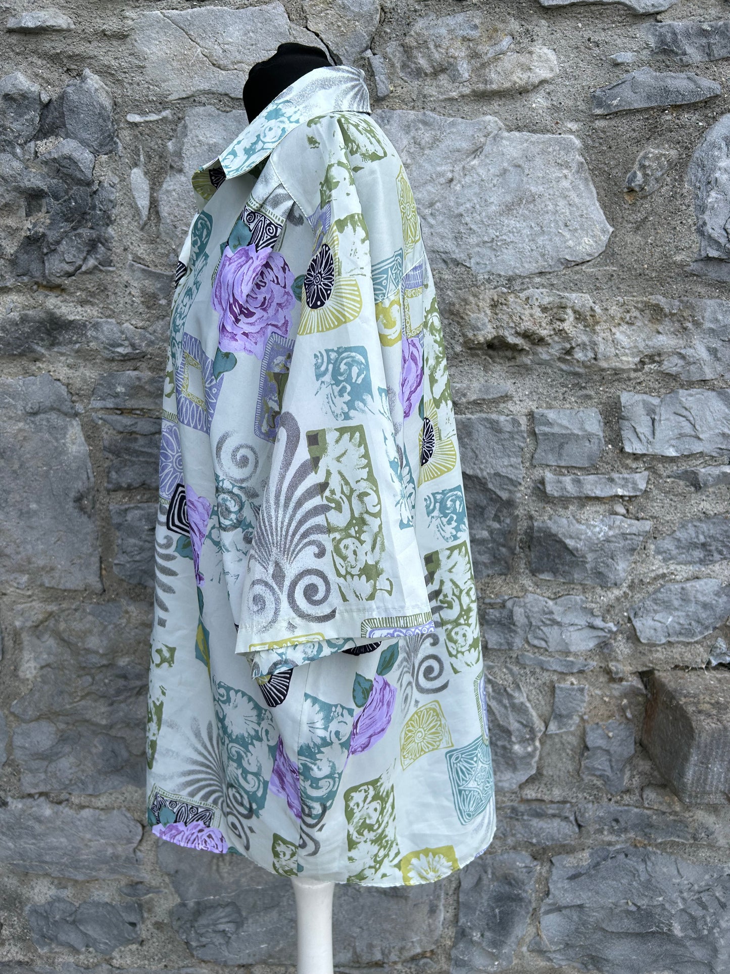 90s green patchwork shirt Large
