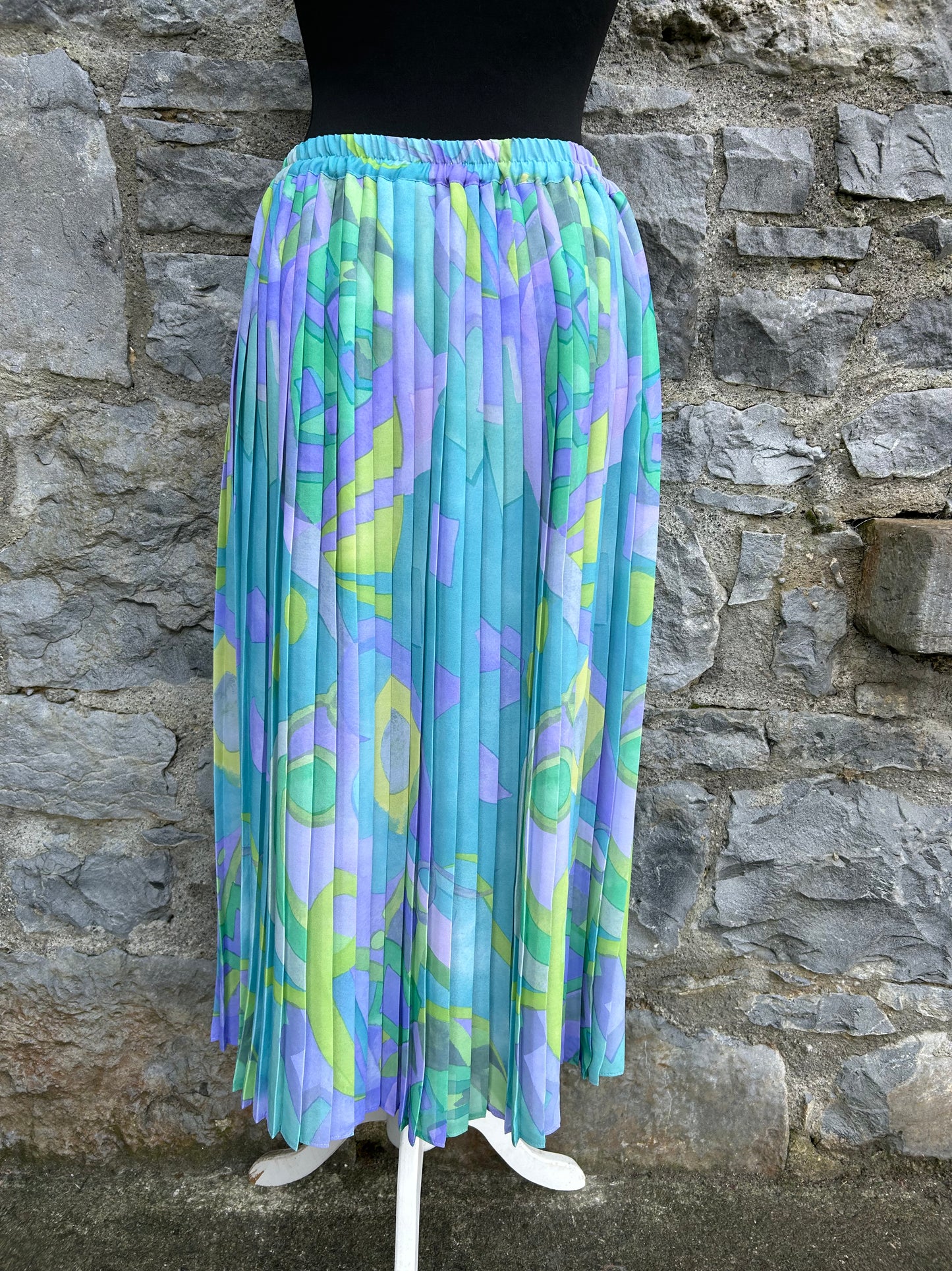 80s Blue&purple pleated skirt uk 12-14