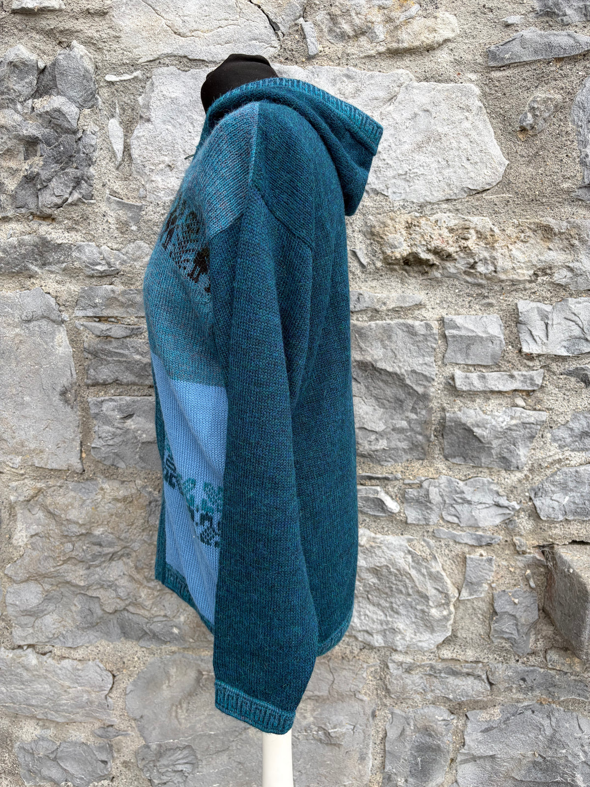90s petrol alpaca knitted hoodie uk 12