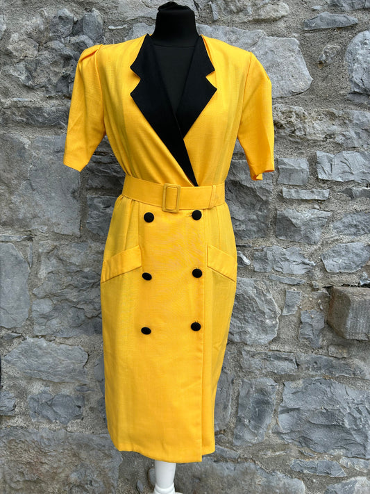 80s Yellow button up dress uk 6-8