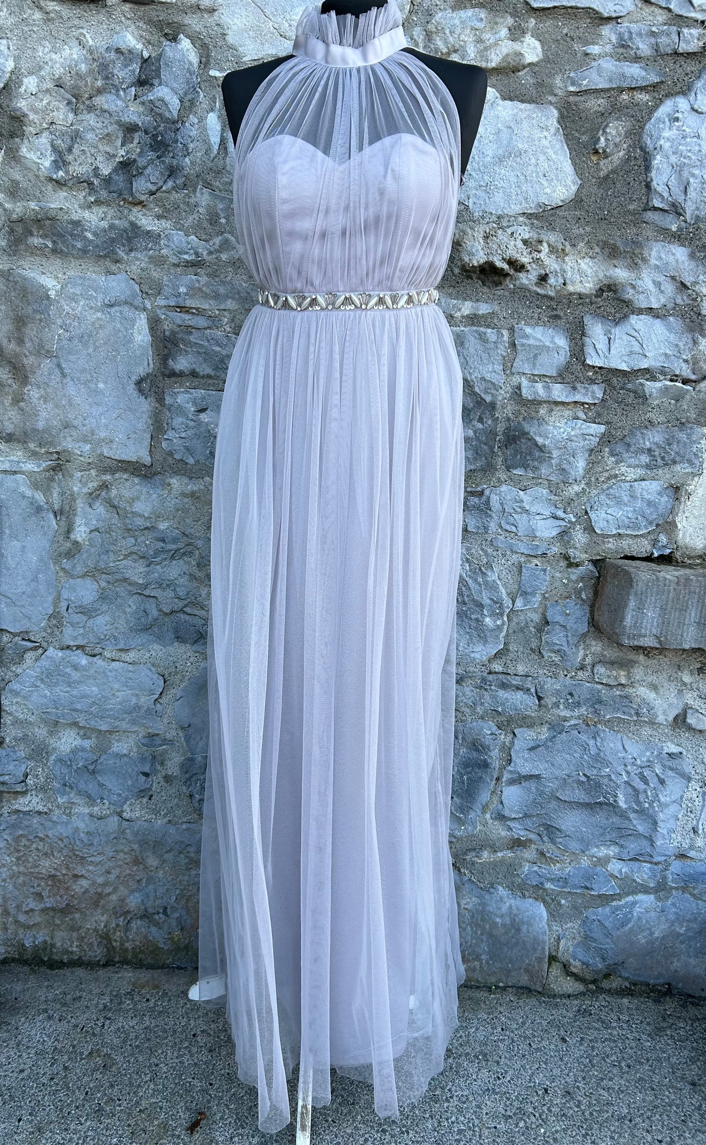 Grey tulle maxi dress uk 6