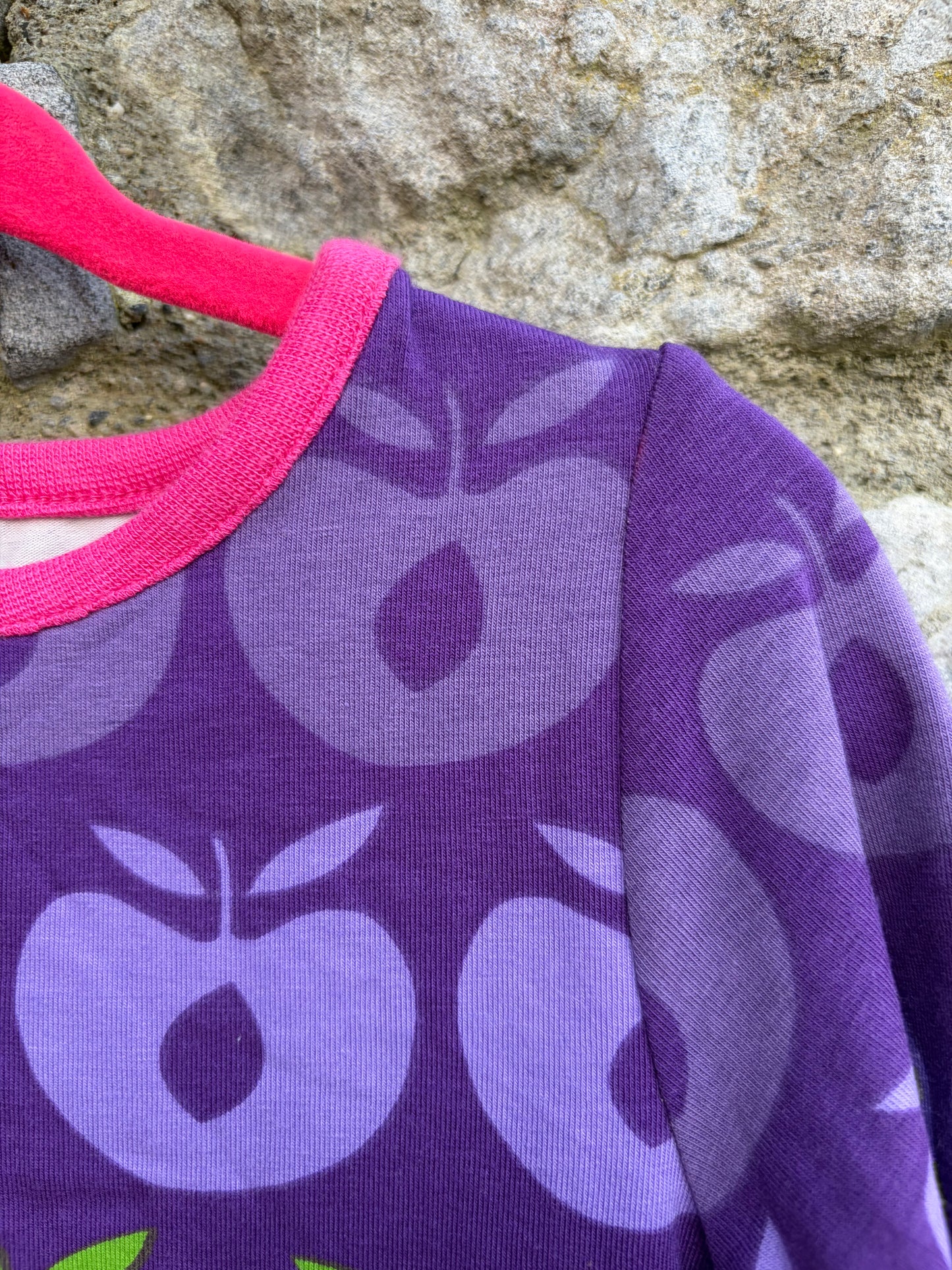 Colourful apples purple dress  2-3y (92-98cm)