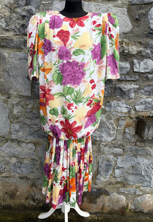 80s flowers low waist dress uk 8
