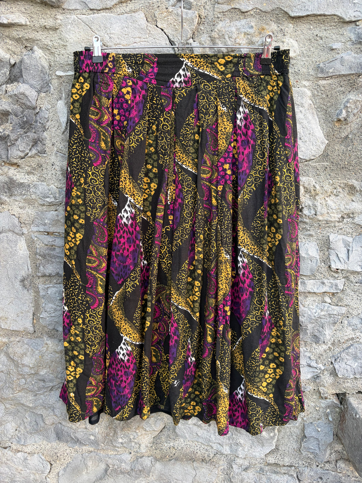 80s gold&purple abstract skirt uk 16