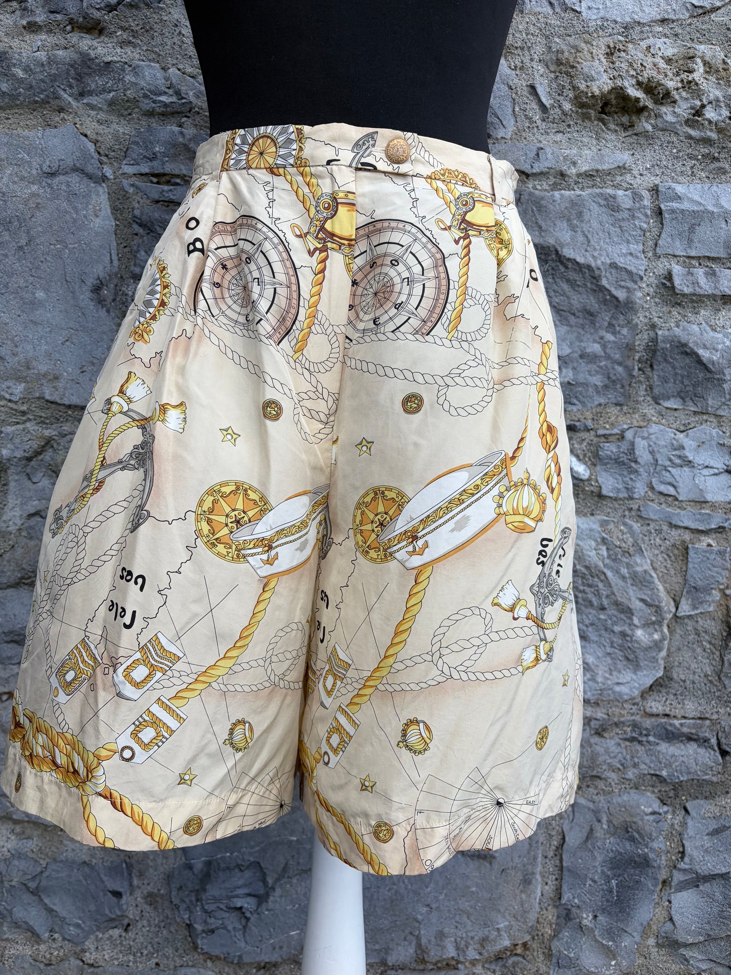 80s beige vintage map shorts uk 8-10