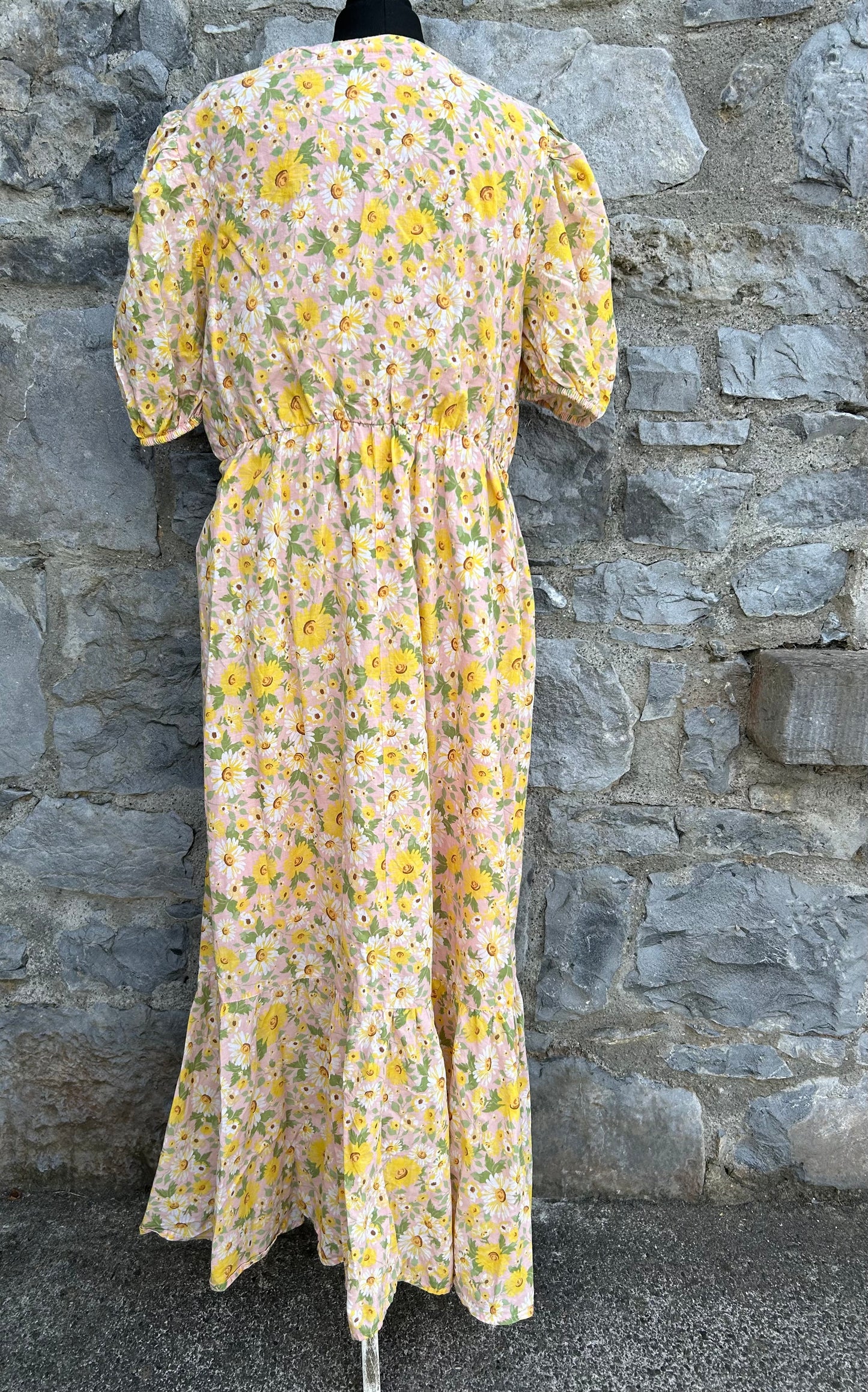 Floral yellow maxi dress uk 14