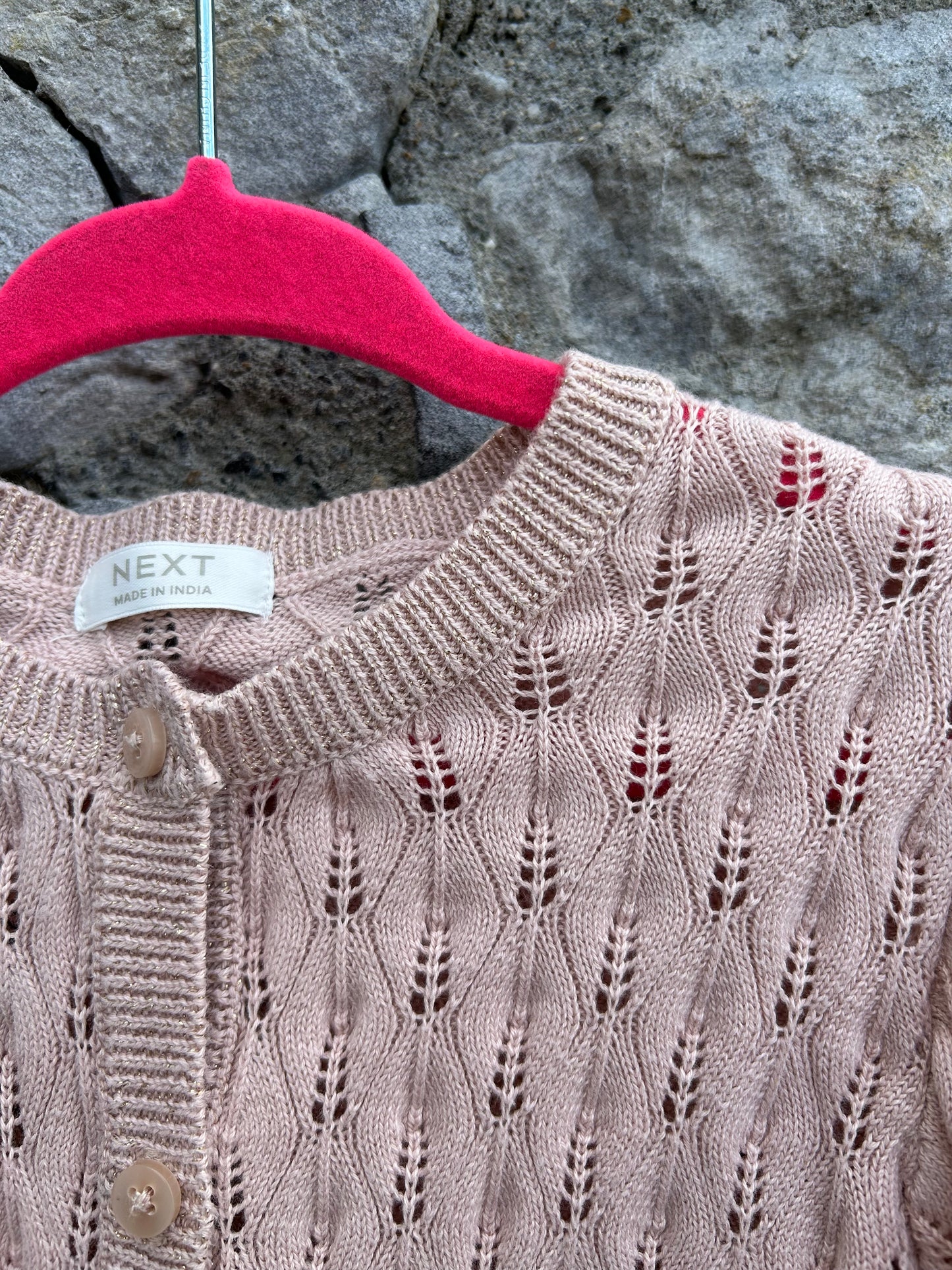 Dusty pink pointelle cardigan  3-4y (98-104cm)
