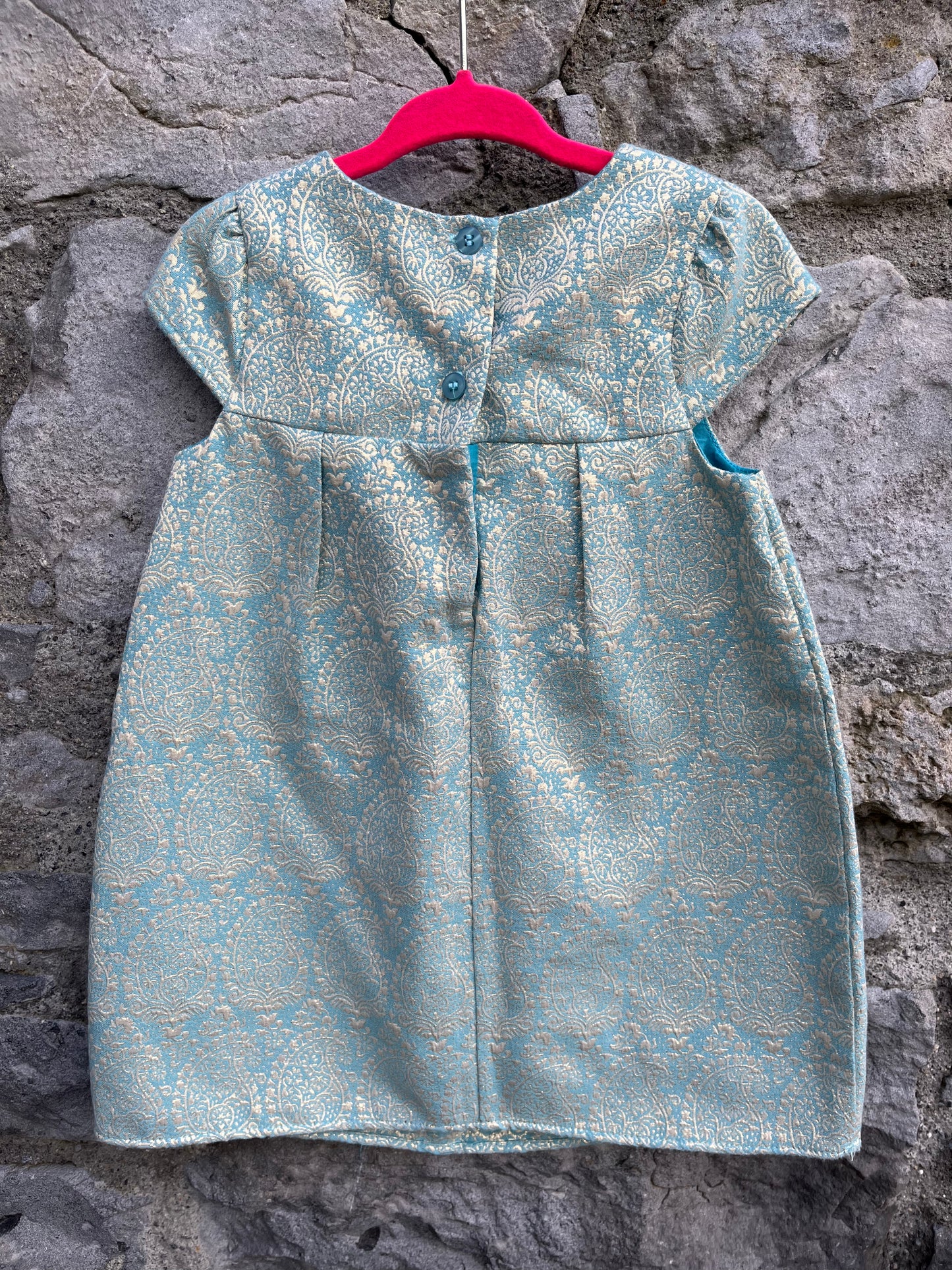 Ice blue&gold dress  12-18m (80-86cm)