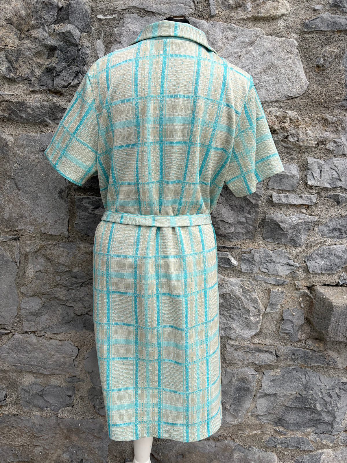 80s Green&grey check dress uk 14-16