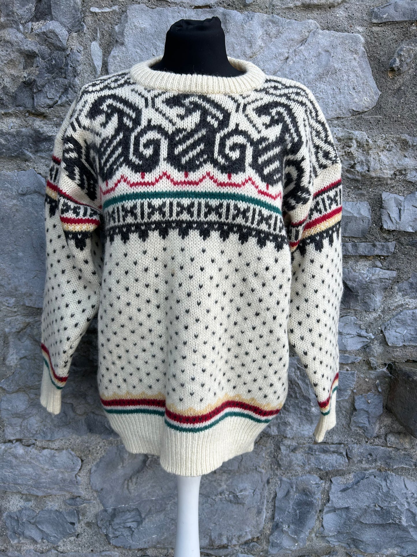 80s Sportique Cubus Norwegian Fair Isle woolly jumper uk 10