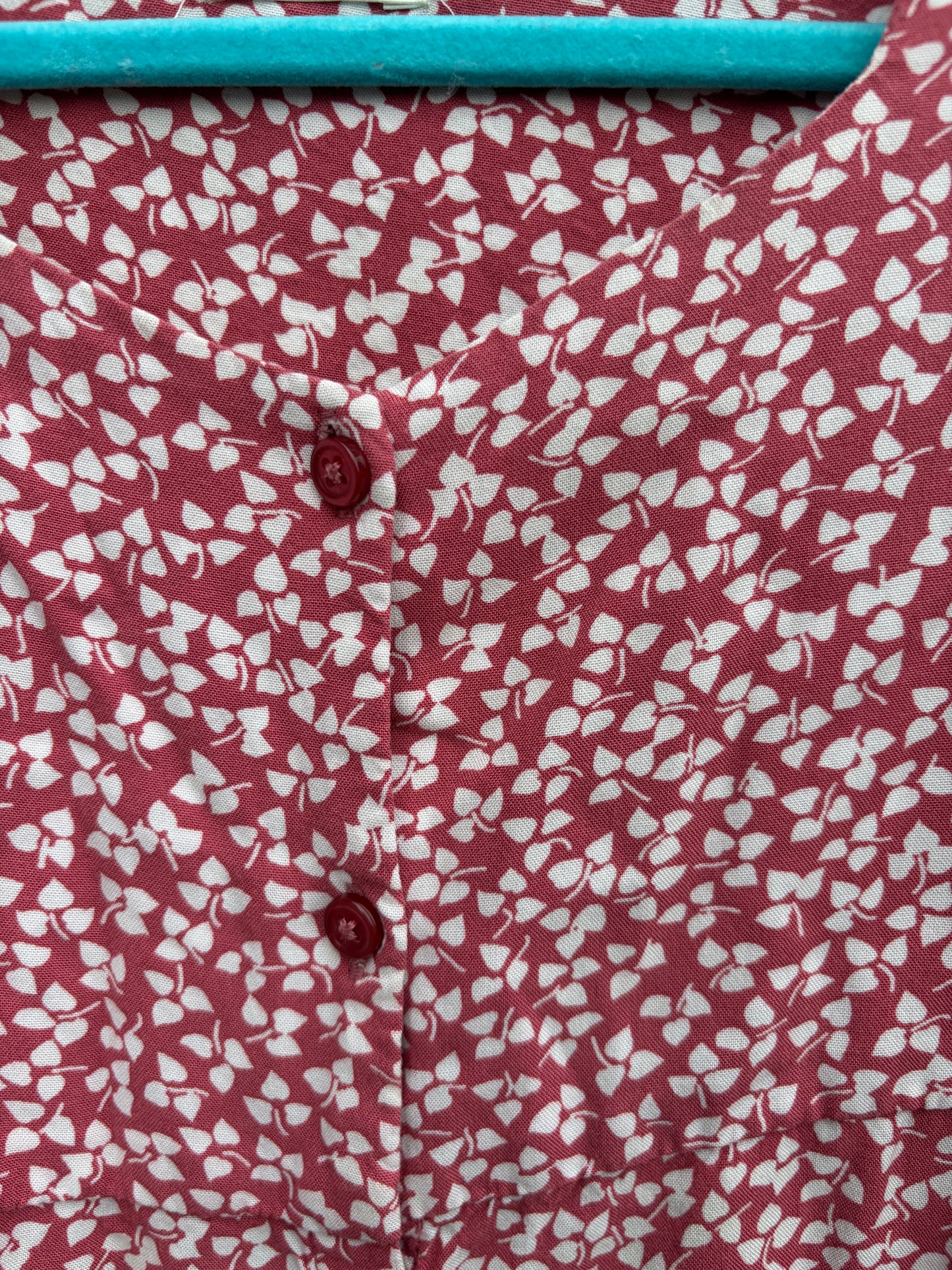Maroon floral button up dress  7y (122cm)