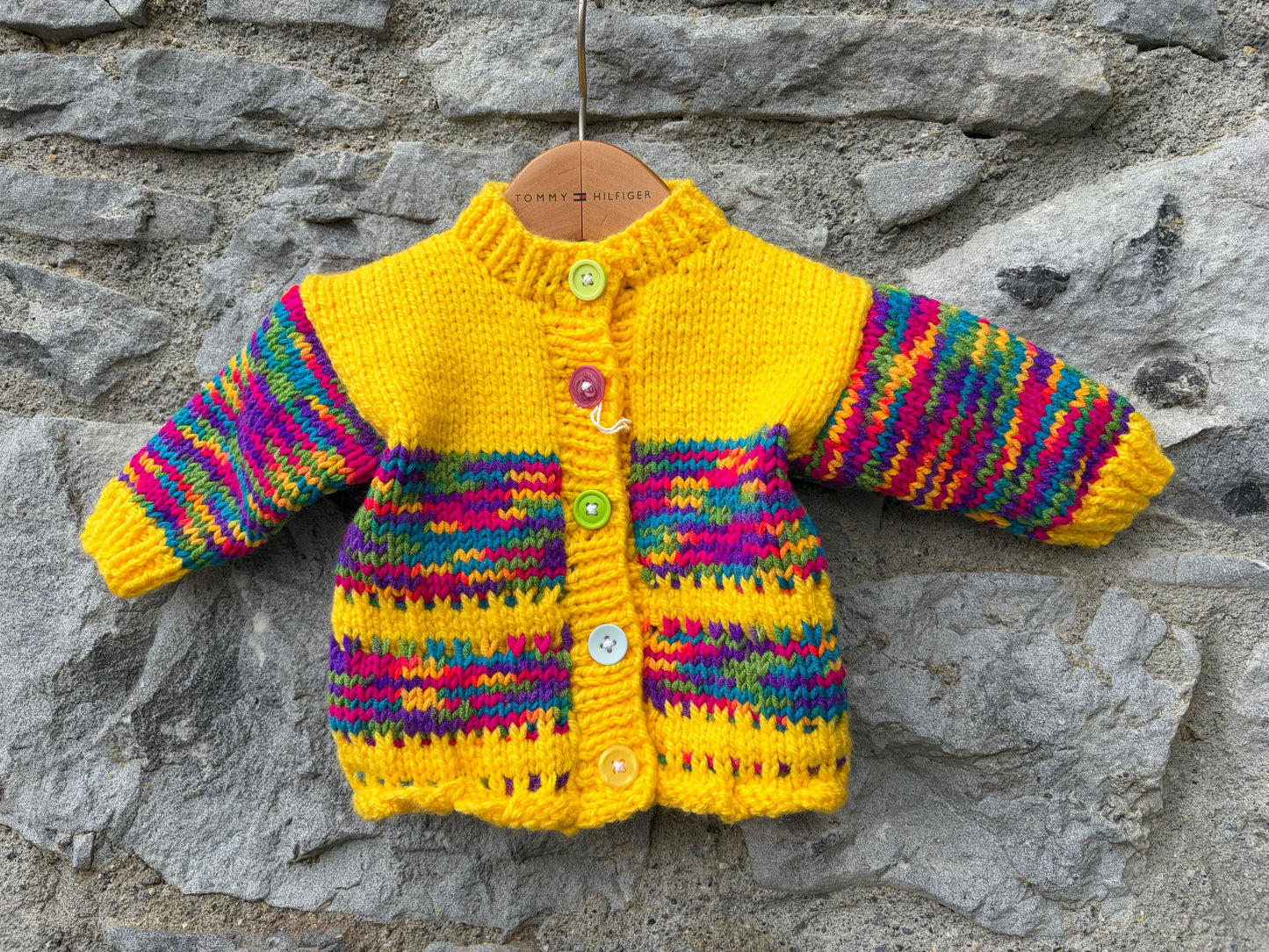 Yellow&colourful melange cardigan   0-3m (56-62cm)