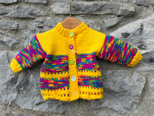 Yellow&colourful melange cardigan   0-3m (56-62cm)