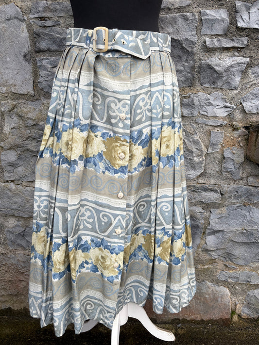 80s grey panel button up skirt uk 12