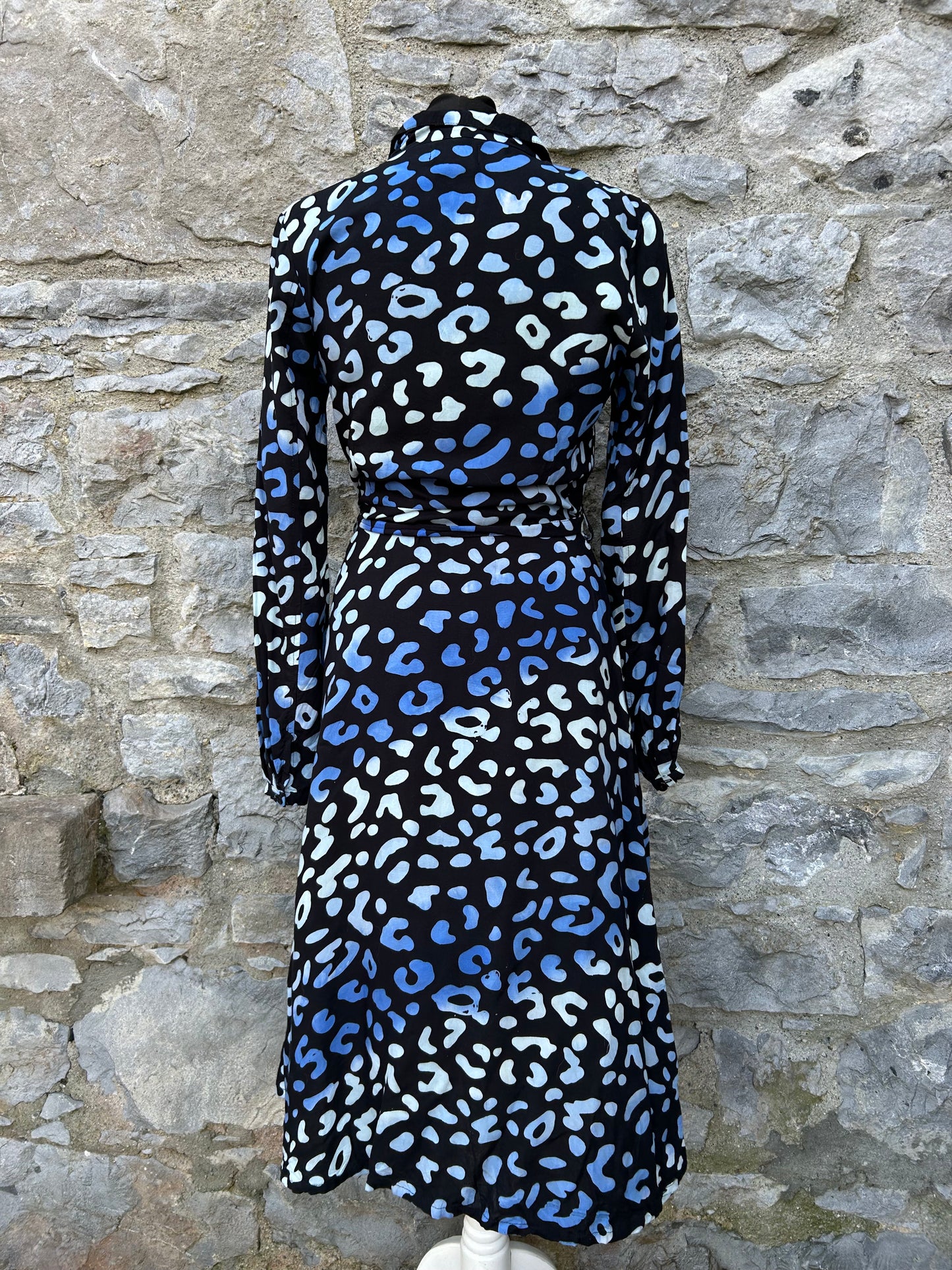 Blue Leopard print black shirt dress uk 8
