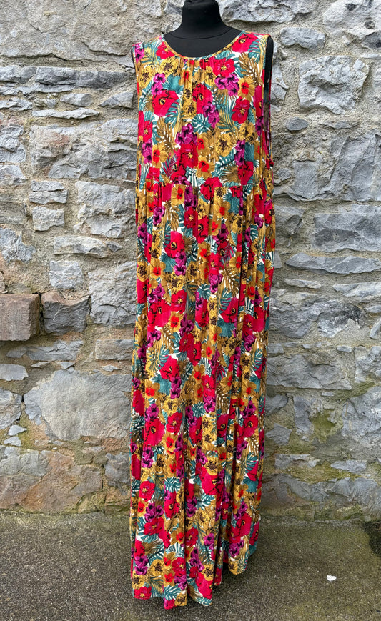 Colourful tropical flowers maxi dress uk 12-14
