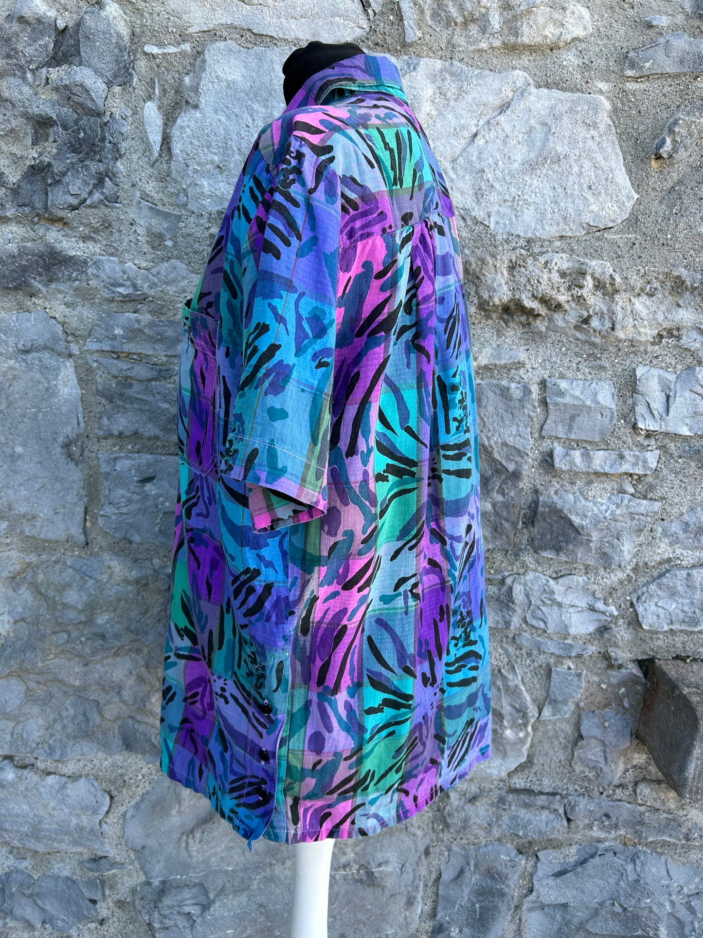 80s purple&teal shirt uk 12