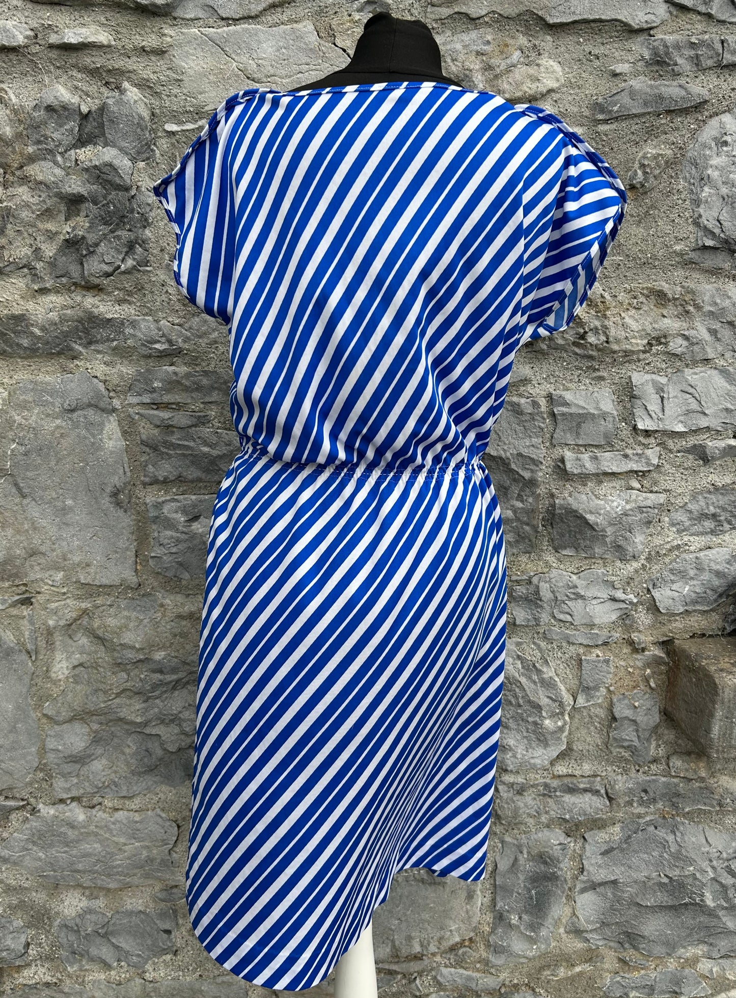 80s Blue&white stripy dress uk 10