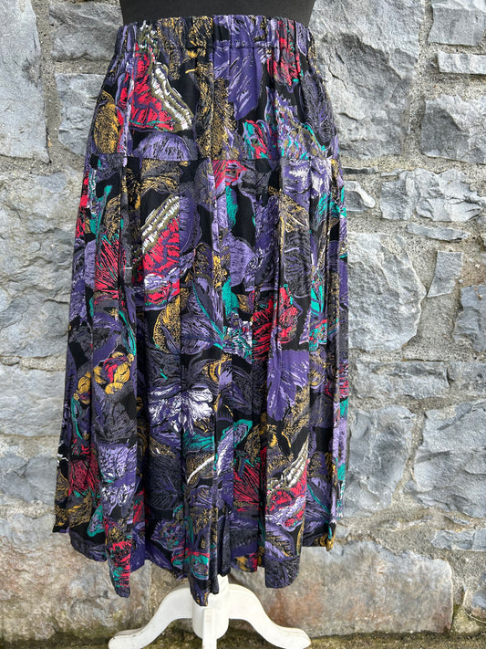 80s colourful leaves grey skirt uk 6-8