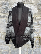 Load image into Gallery viewer, 80s Grey&amp;black cardigan M/L
