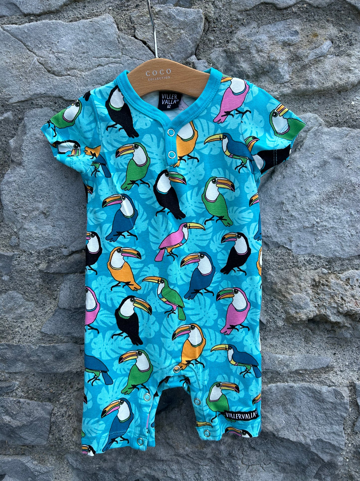 Toucan blue rompers  0-3m (56-62cm)