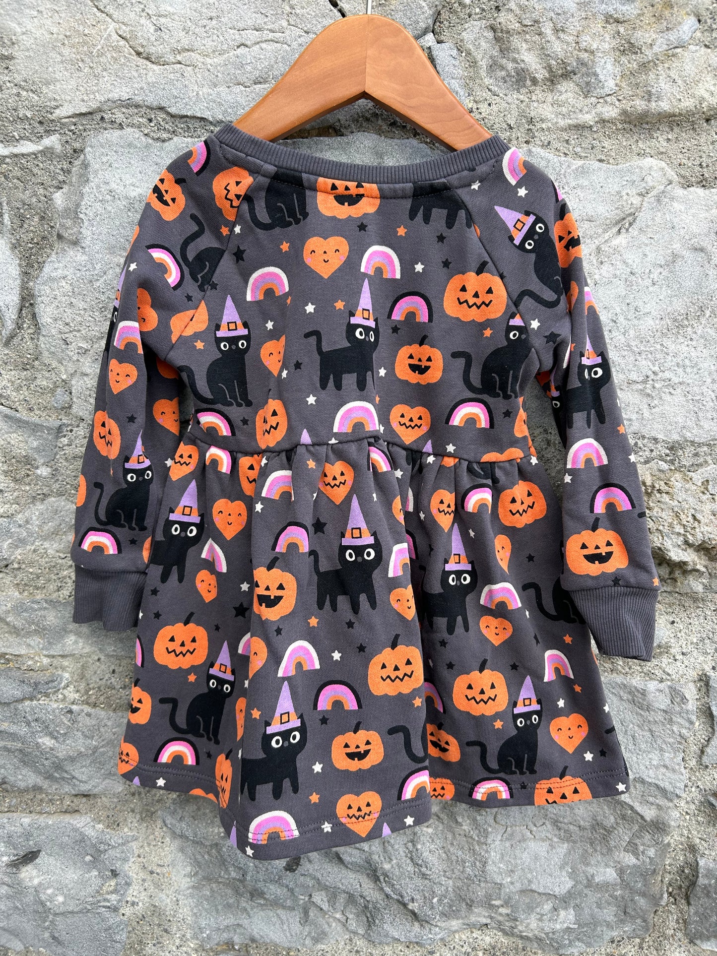 Cats&pumpkin charcoal dress  12-18m (80-86cm)