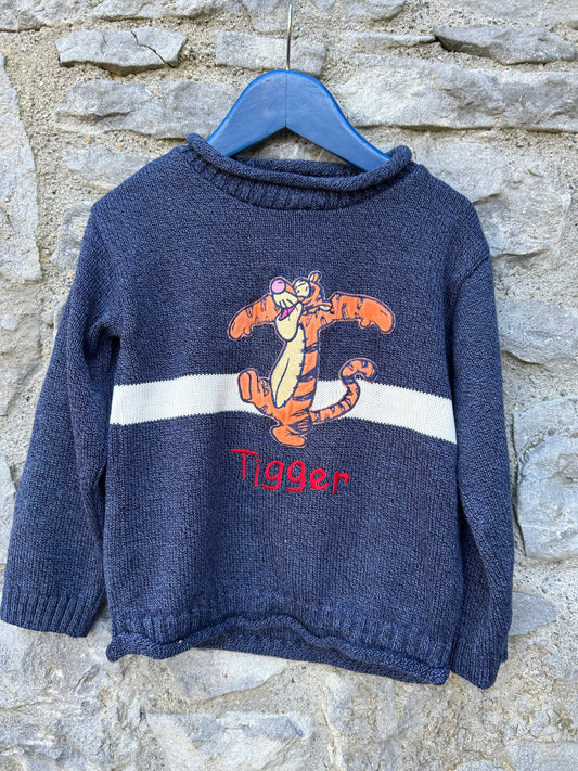 Y2K tiger navy jumper  4-5y (104-110cm)