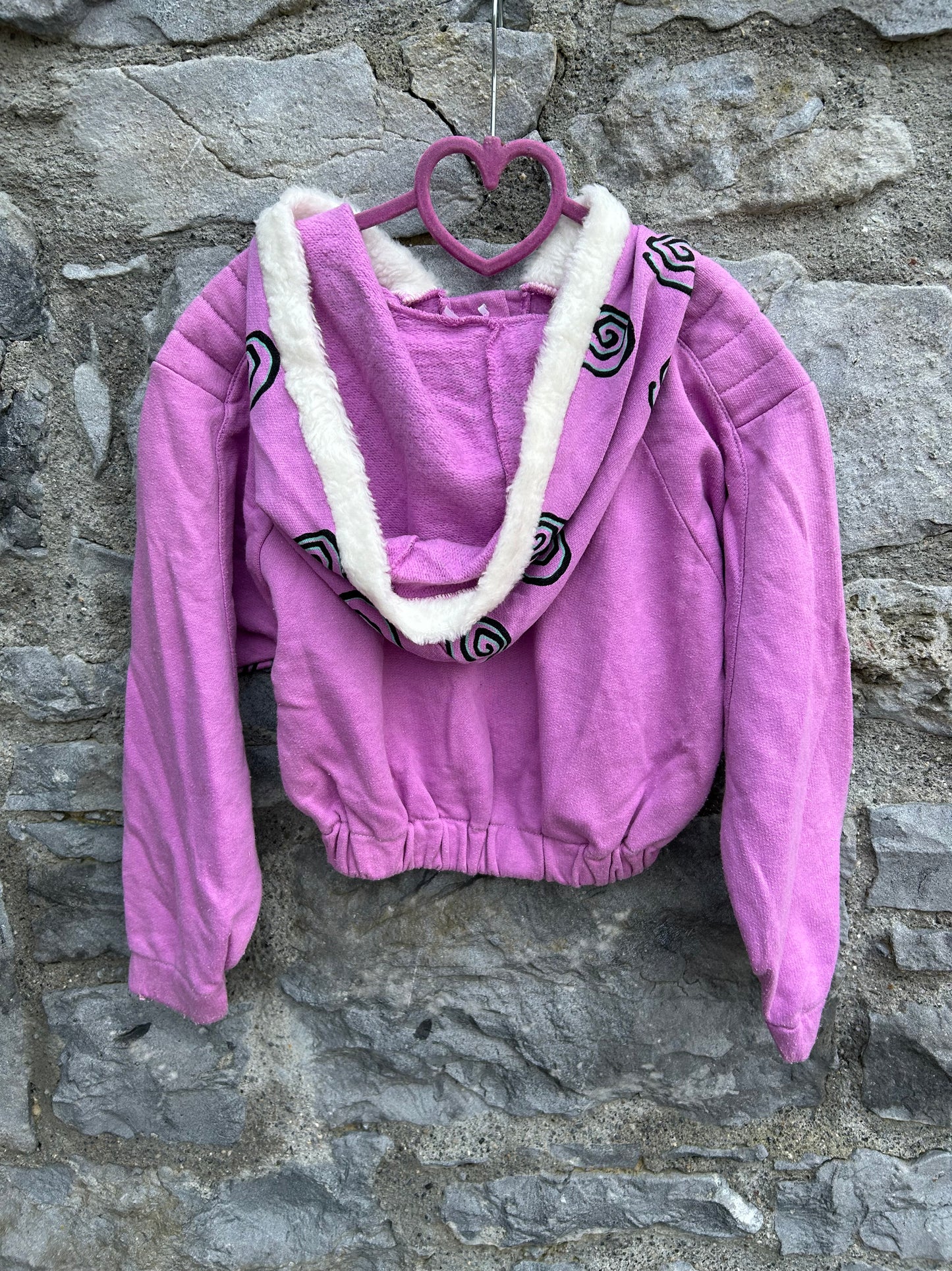 80s pink abstract cropped hoodie  6-7y (116-122cm)