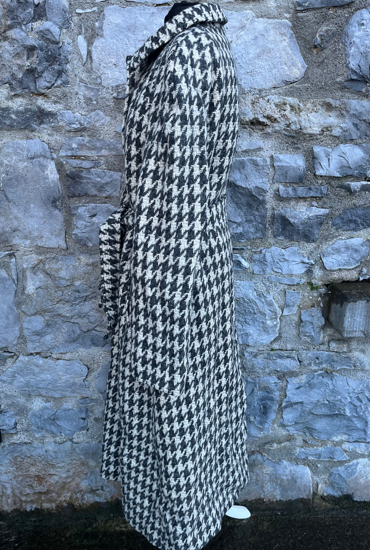 90s houndstooth coat with scarf uk 14-16