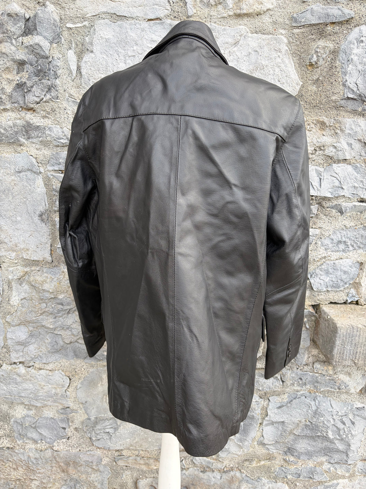 90s black leather jacket Small