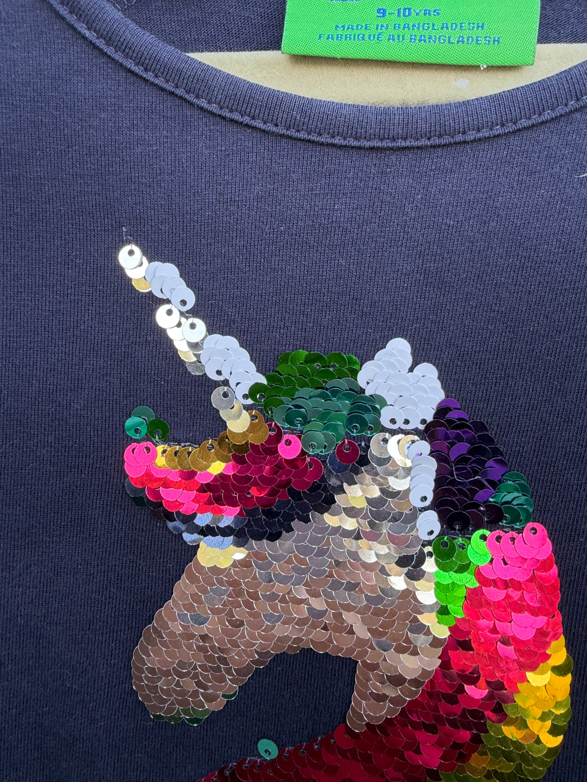 Sequin unicorn navy dress 9-10y (134-140cm)