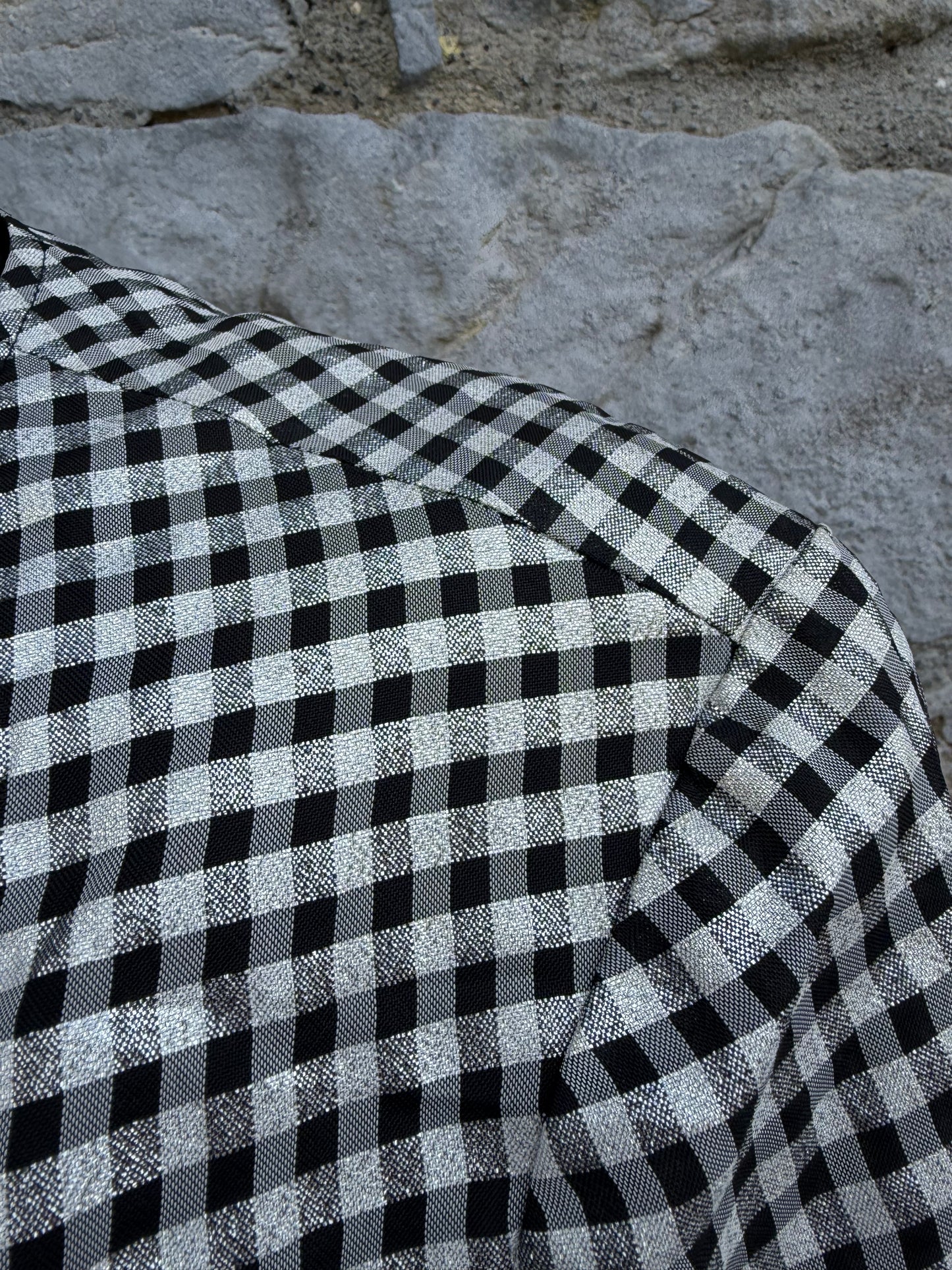 80s sparkly black check bolero  uk 6-8