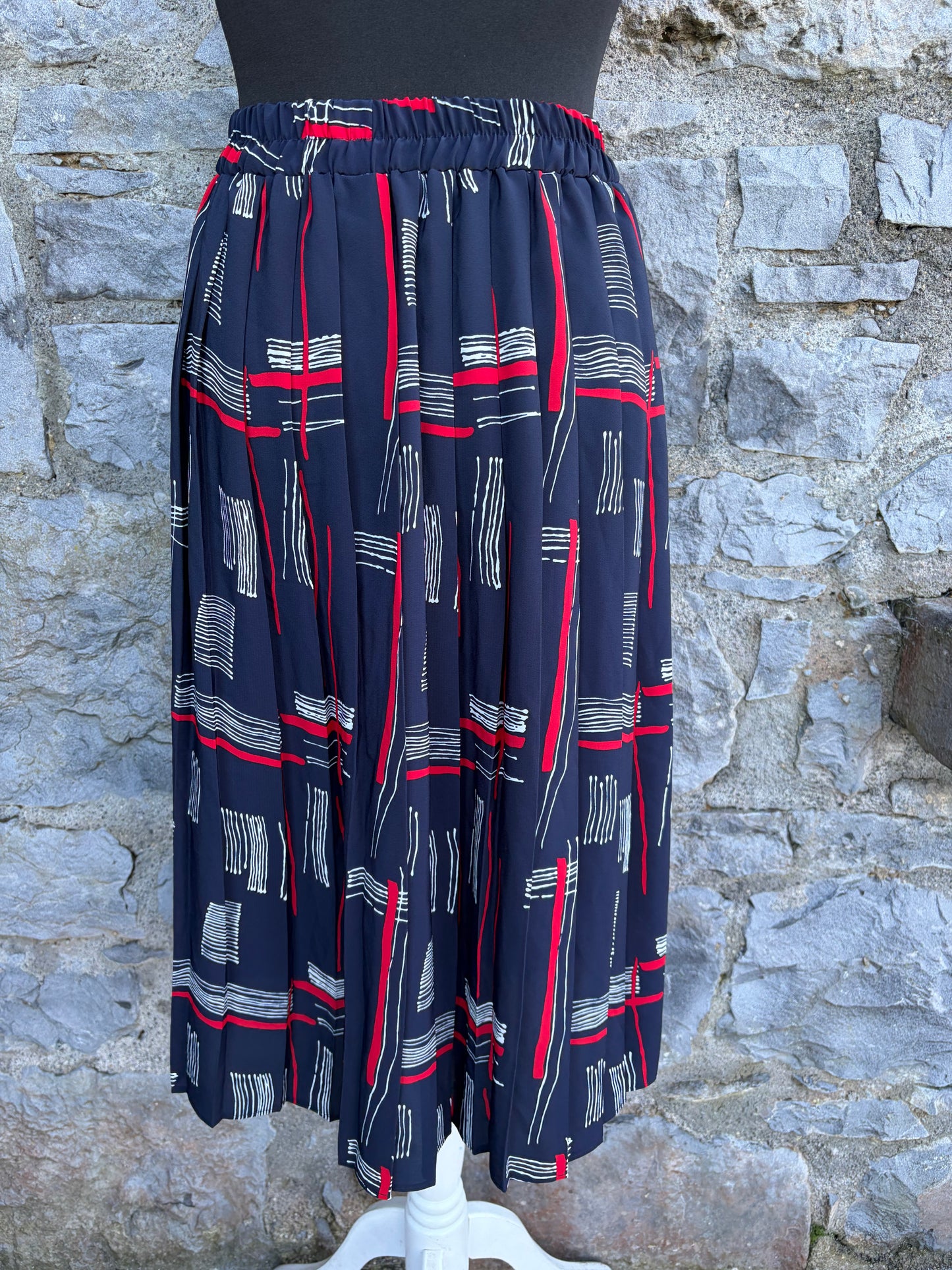 80s navy geometric skirt uk 6-10