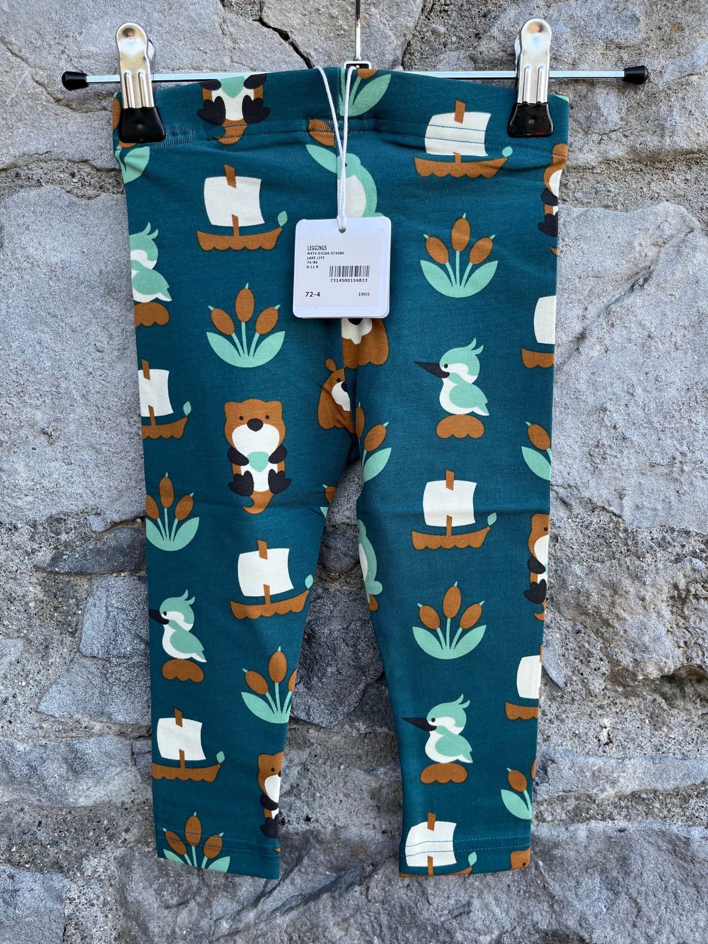 Lake life petrol leggings  9-12m (74-80cm)