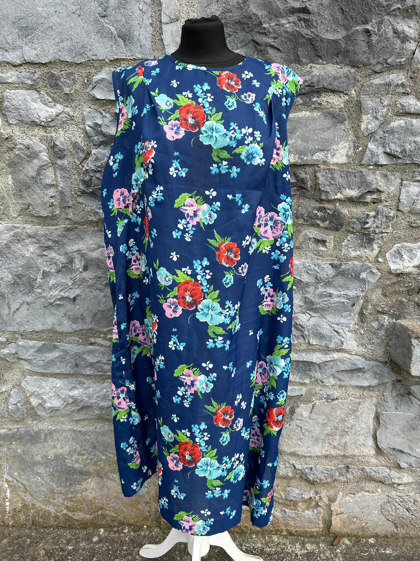 90s blue floral dress&open jacket uk 16-18