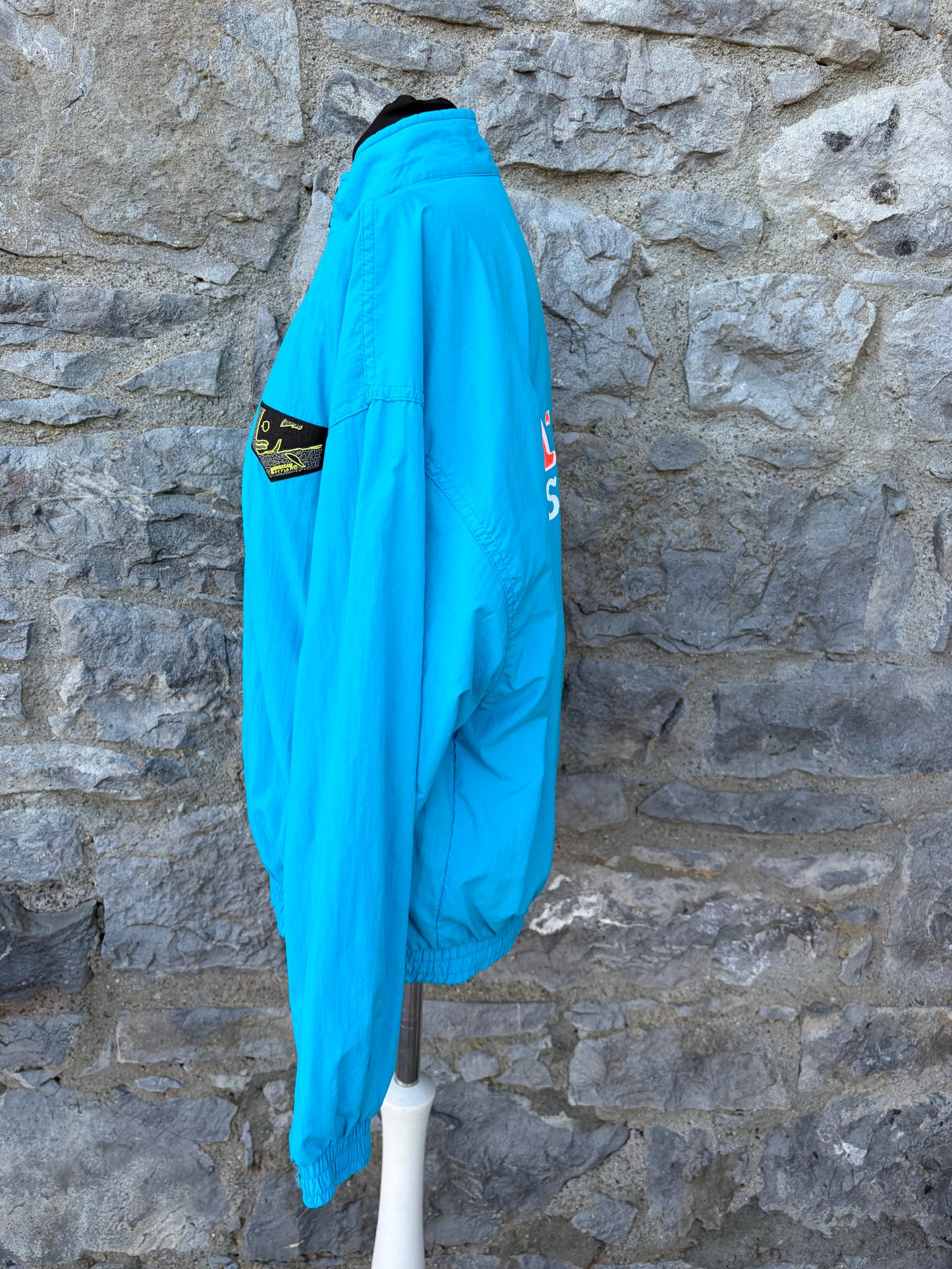 80s Hawaiian style blue jacket Small