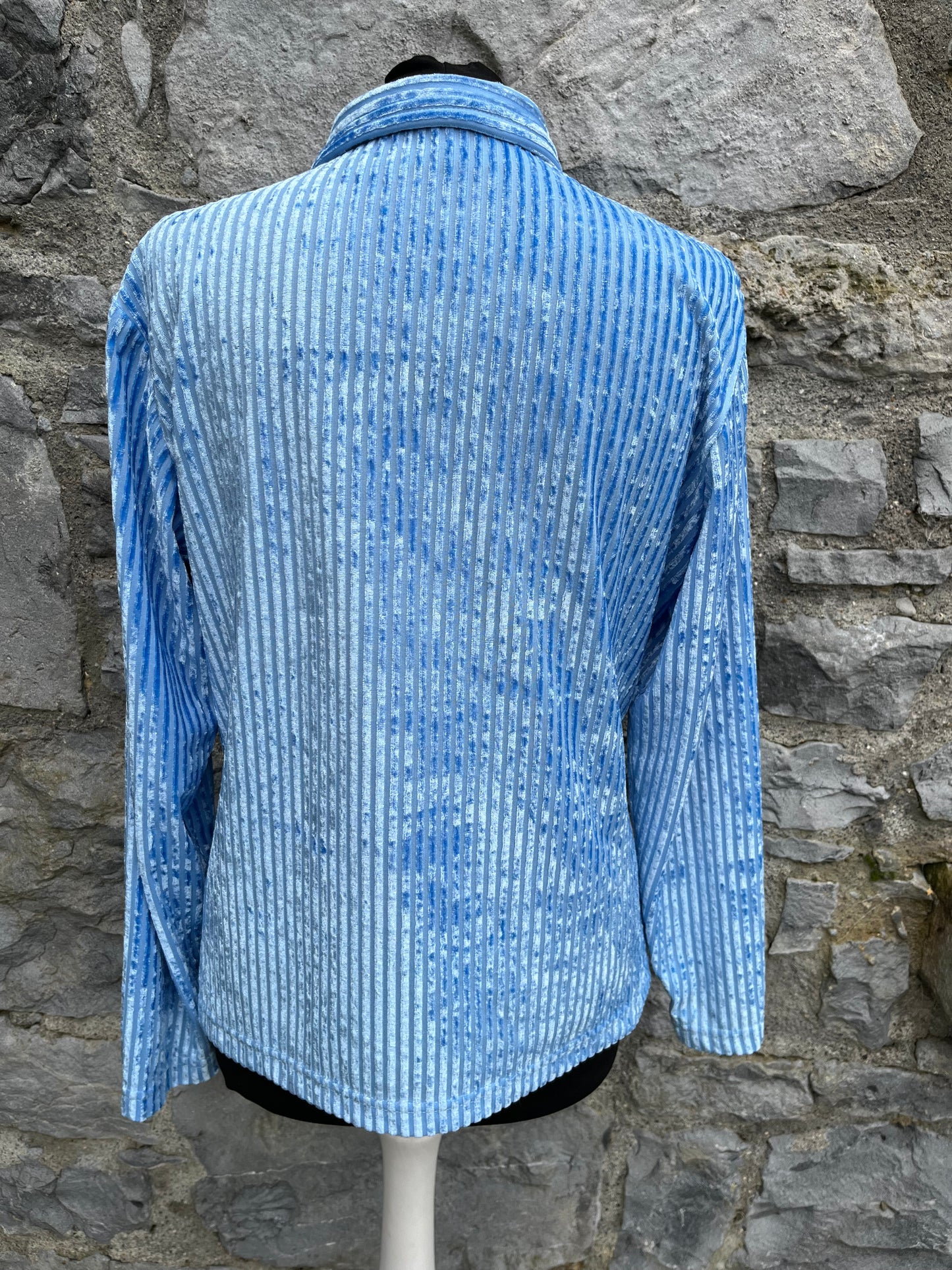 90s blue ribbed shirt uk 10-12