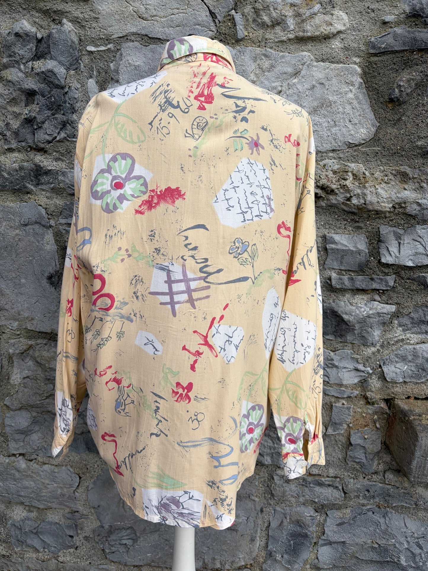 90s abstract yellow shirt Large
