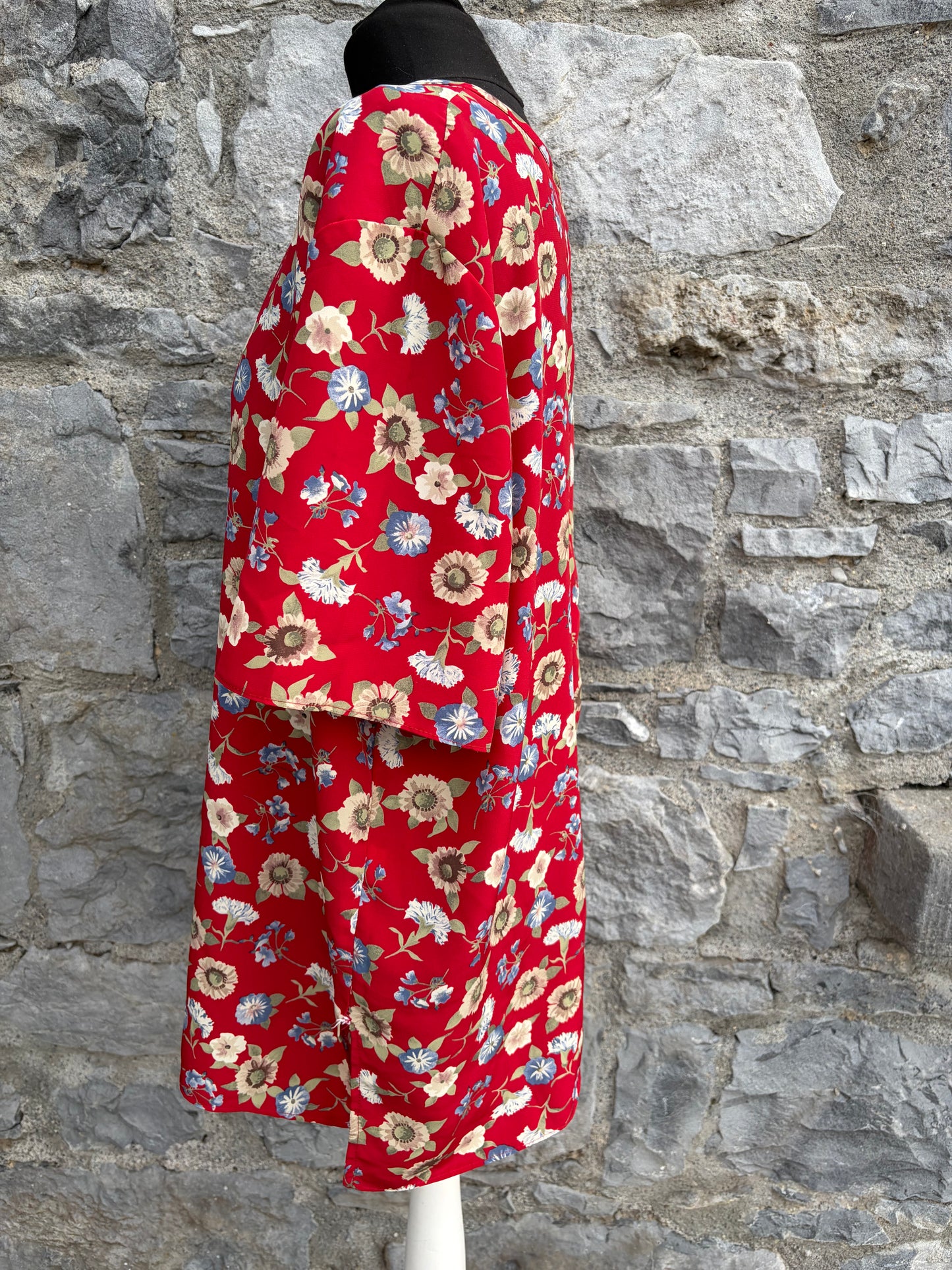 90s vibrant colored botanical red top uk 16-18