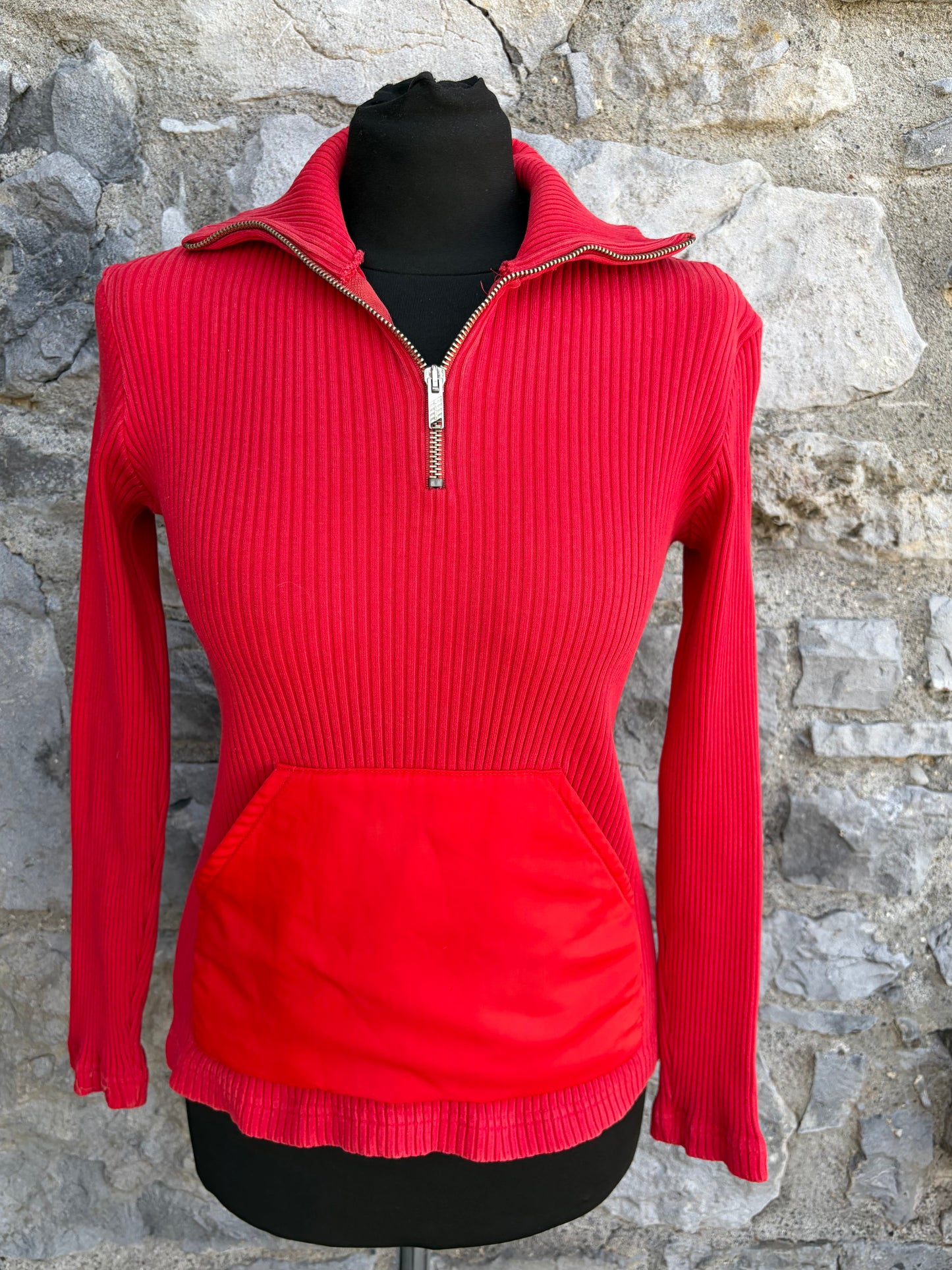 90s red ribbed knit sweater  uk 6