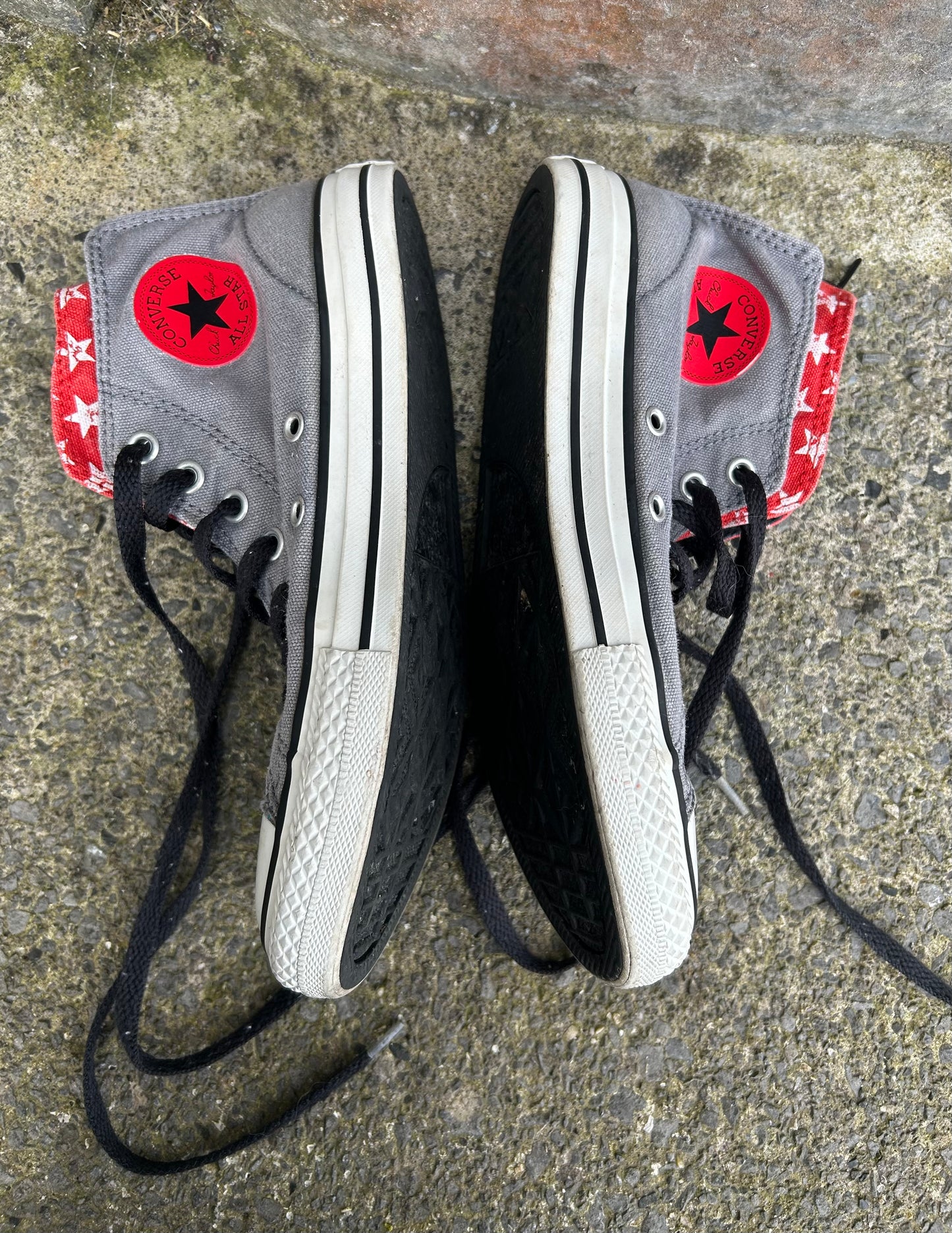 Double tongue grey hi tops trainers  uk 2.5 (eu 35.5)