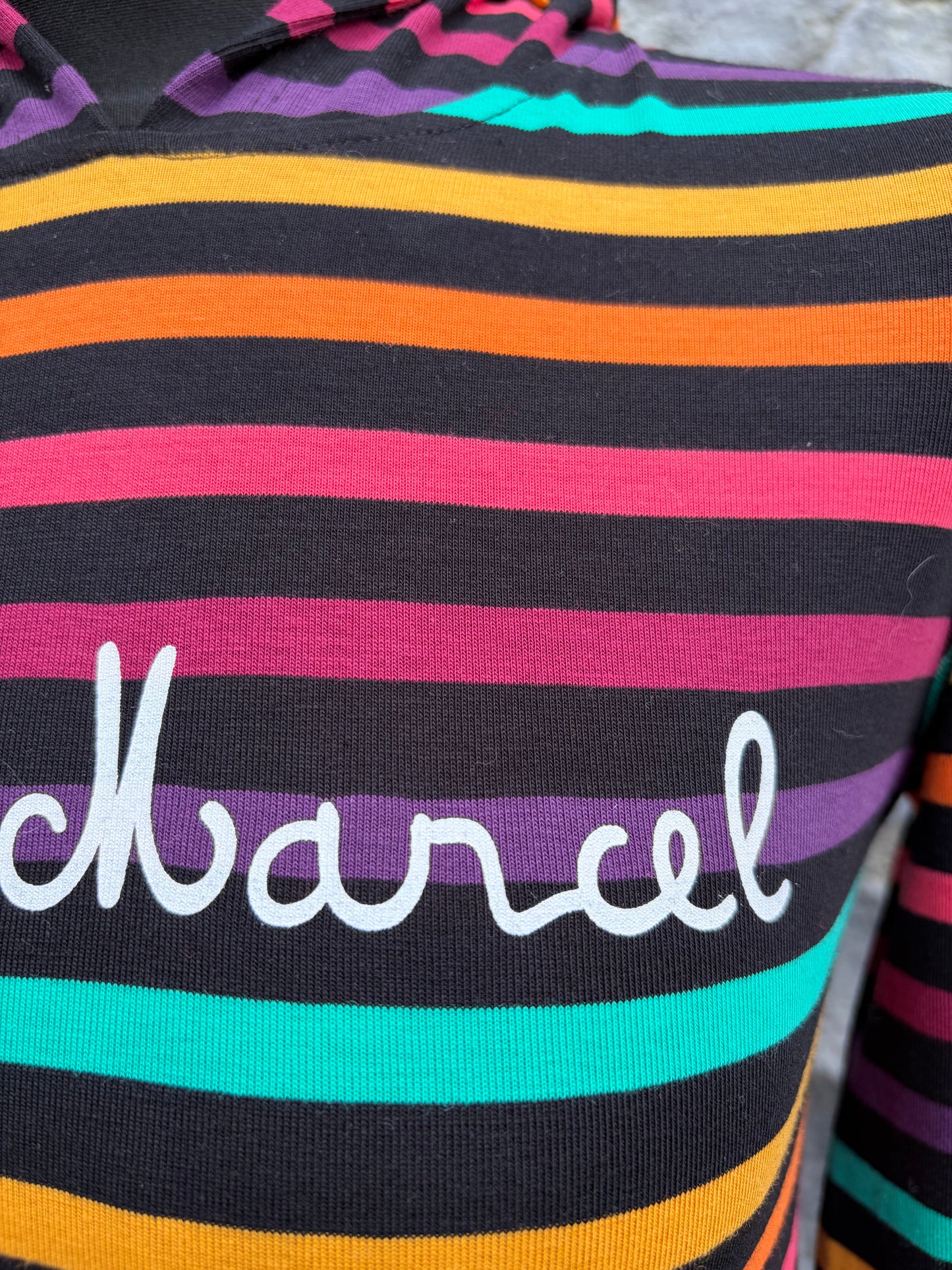 Rainbow stripy hooded dress 14y (164cm)