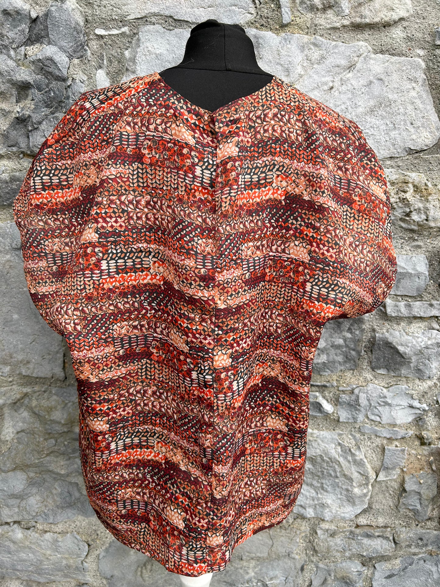 80s brown patterned top uk 14-16