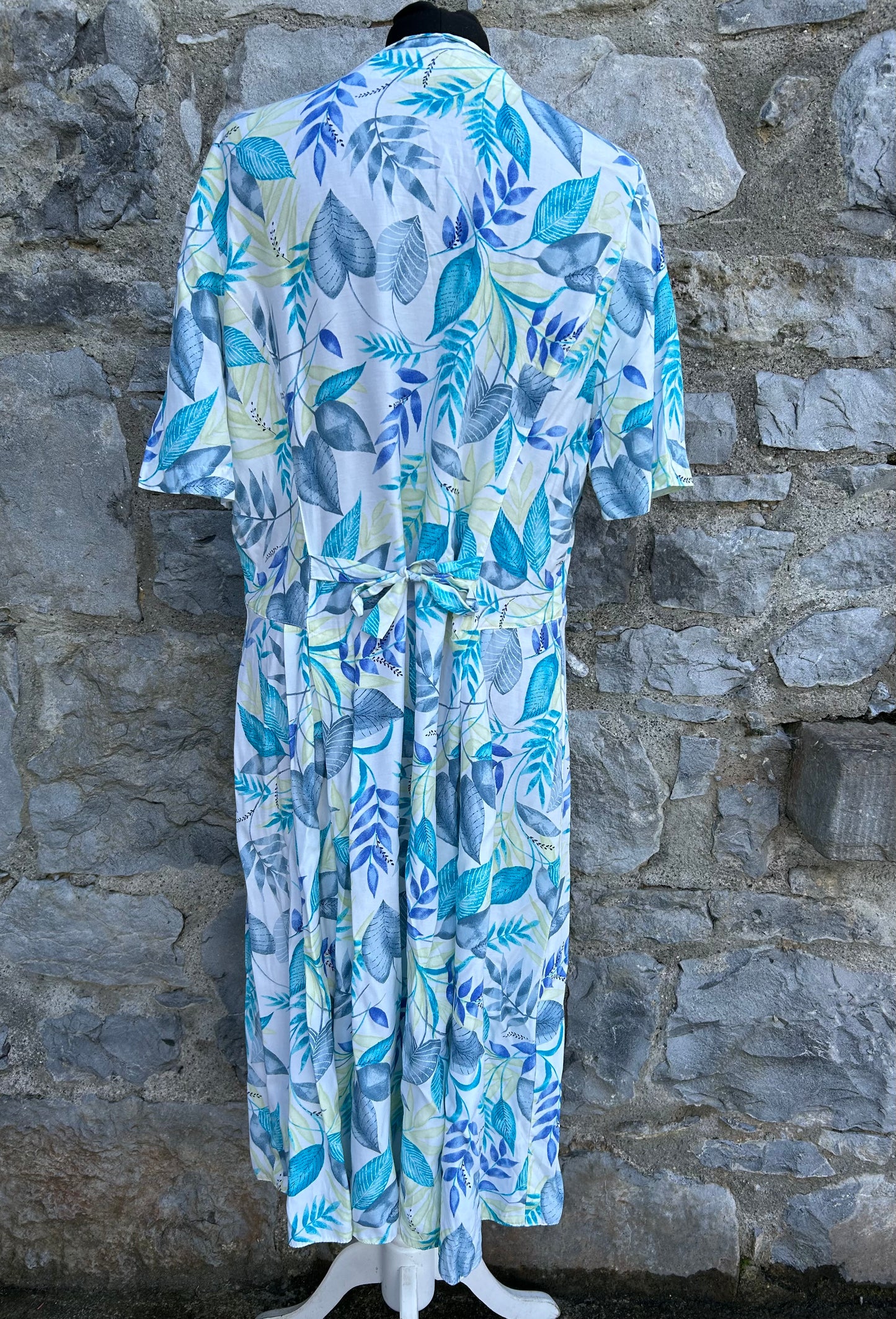 90s blue leaves dress uk 14