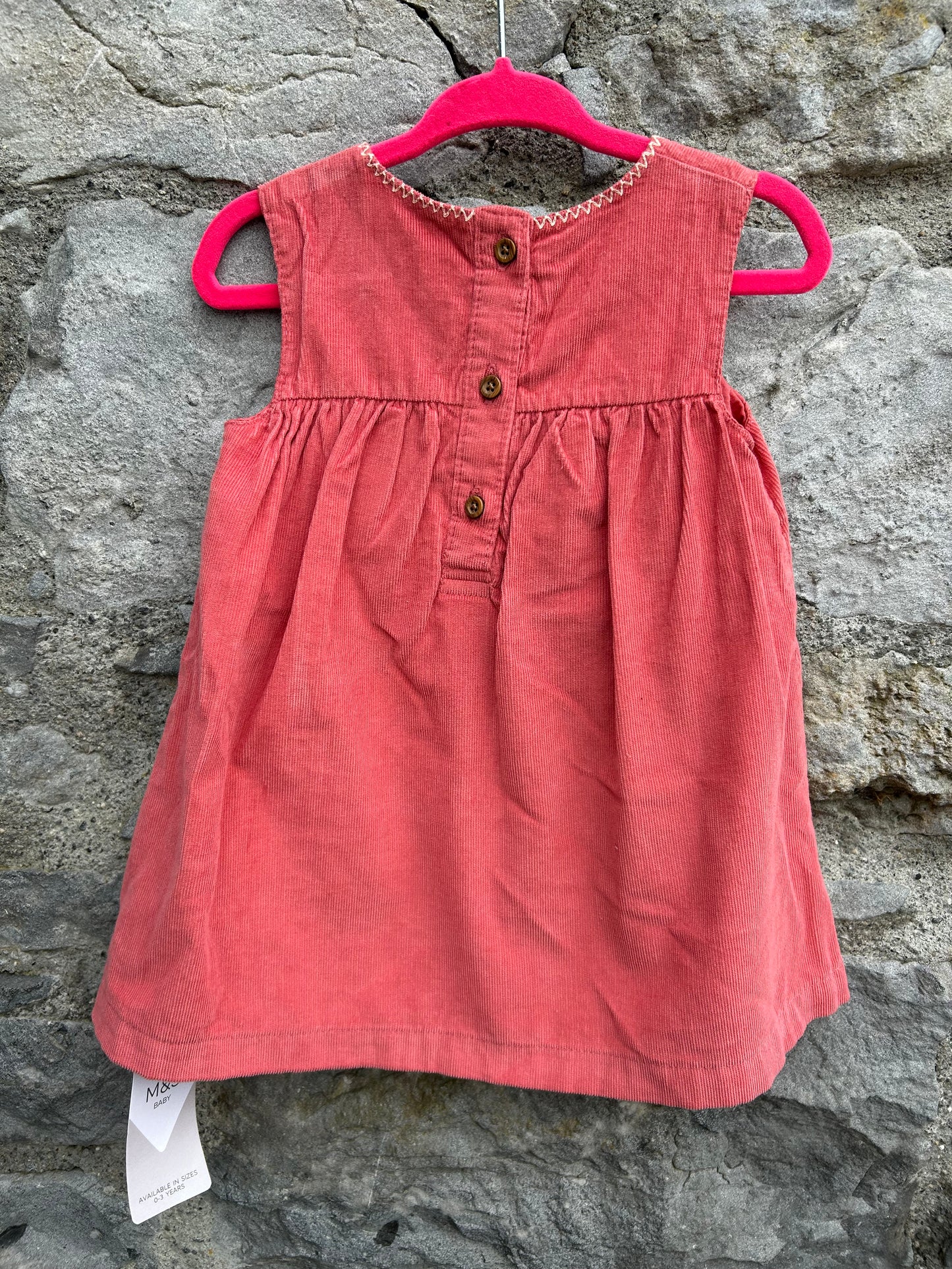 Woodland coral cord pinafore  6-9m (68-74cm)
